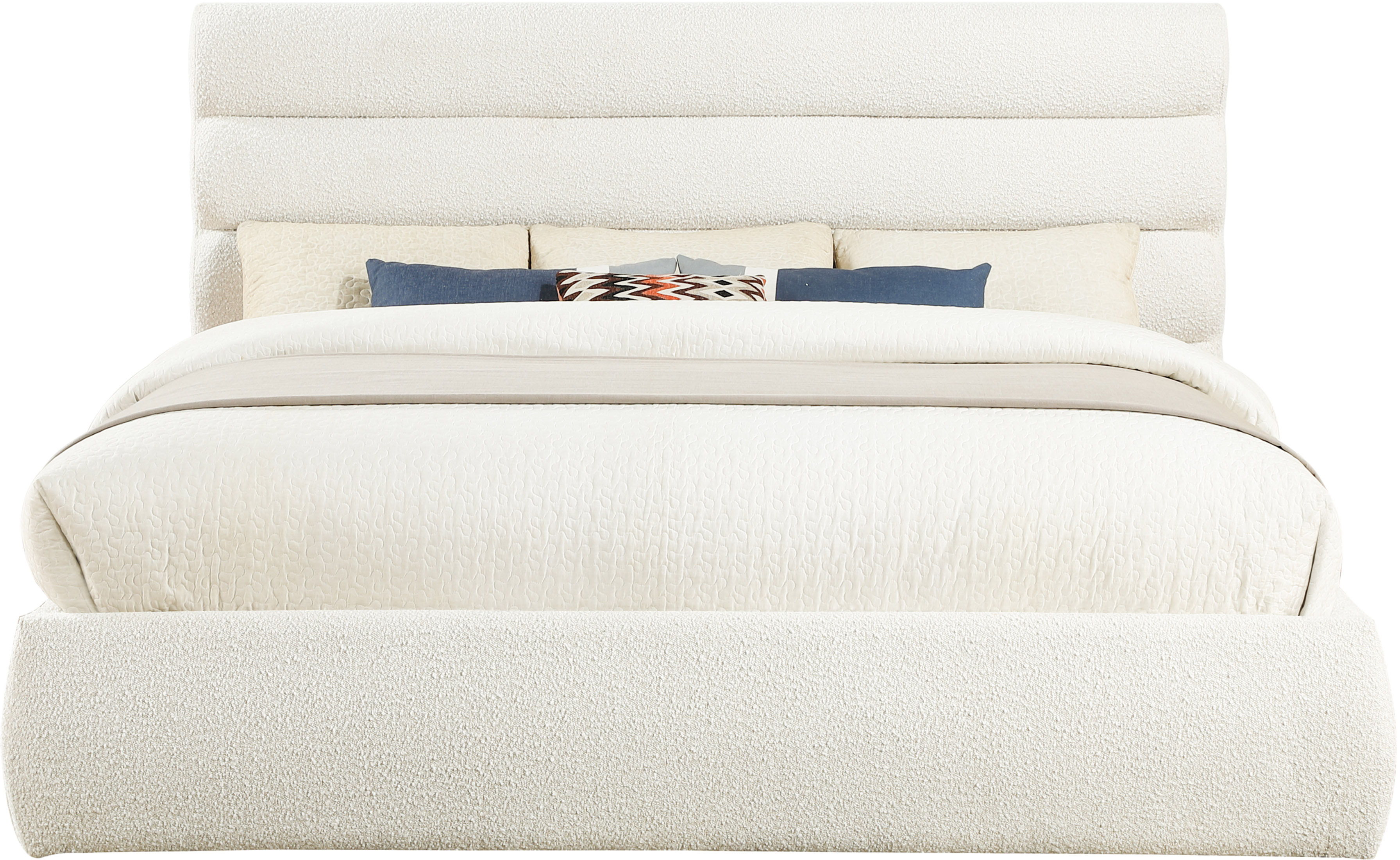 Adam - Boucle Fabric King Bed With 52" Headboard - White