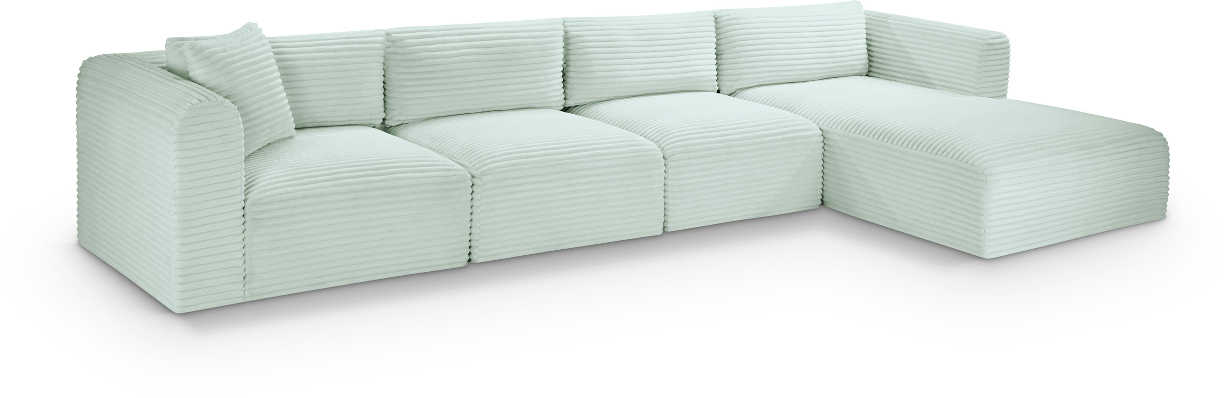 Shaggy - 4 Piece Modular Sectional With Chaise - Mint
