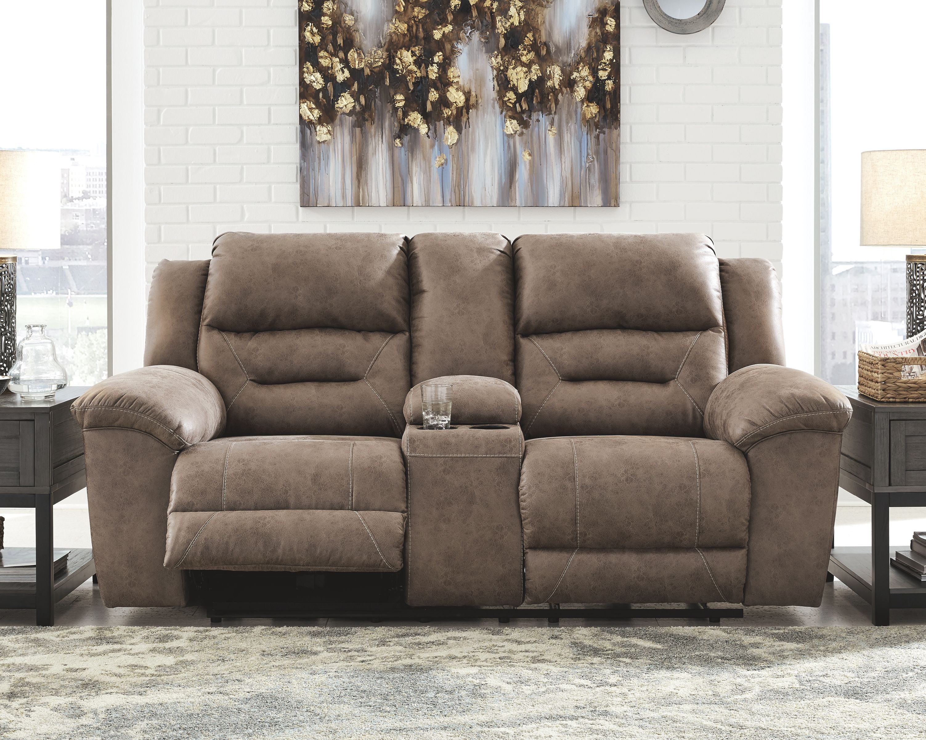 Ashley Stoneland DBL Rec Loveseat w/Console