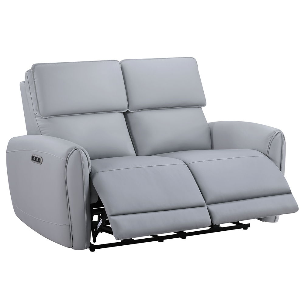 Jeromie - Power Motion Loveseat With USB Port - Gray Synthetic Leather, light gray, view 2