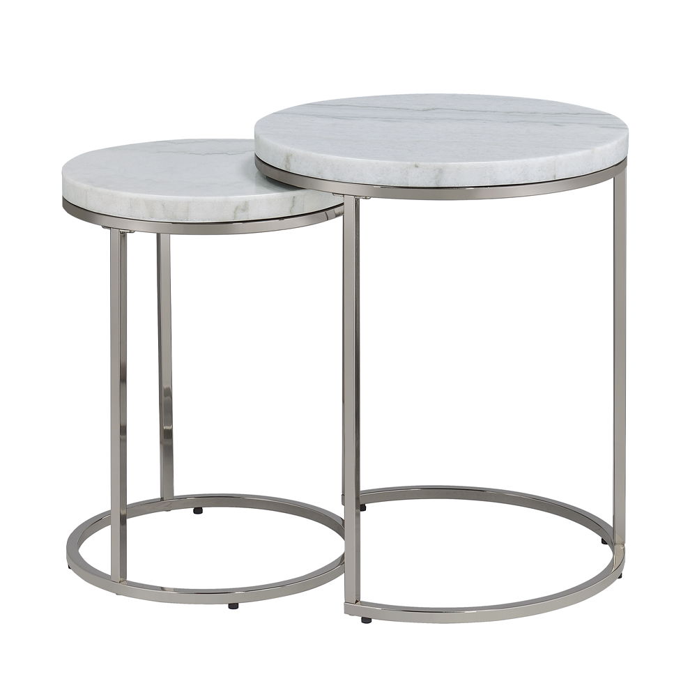 Zaidee - Nesting Table Set - Marble Top & Nickel, silver, view 6