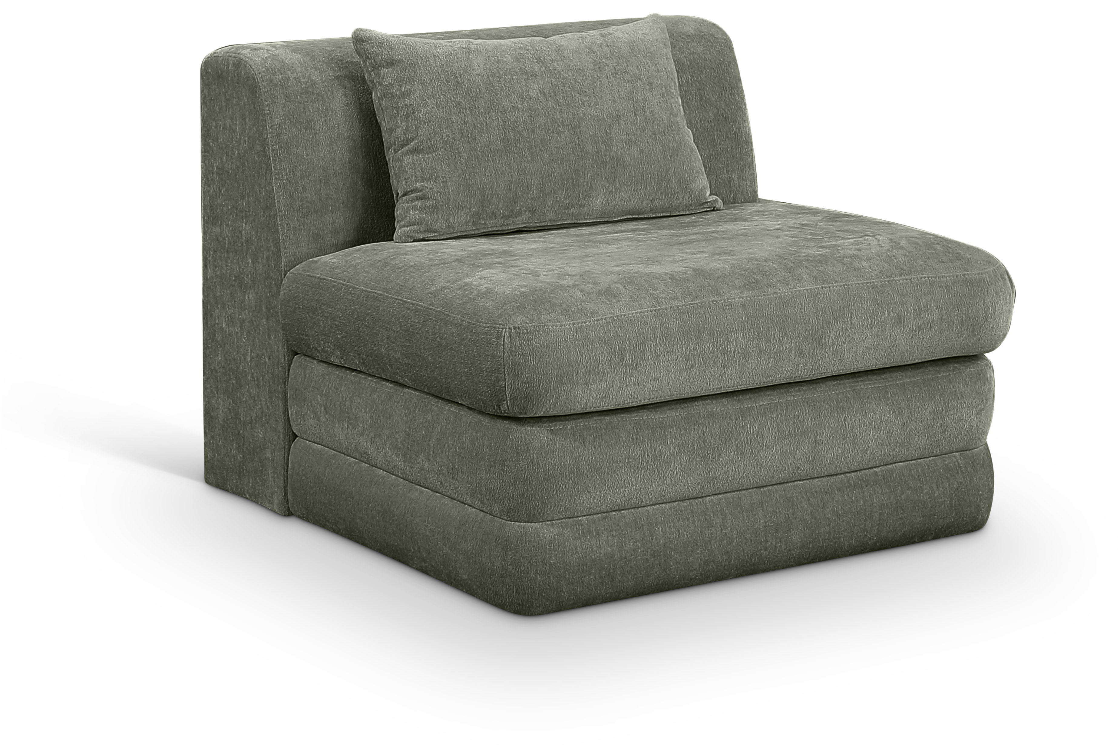 Chenille Fabric Upholstered Modular Armless Chair