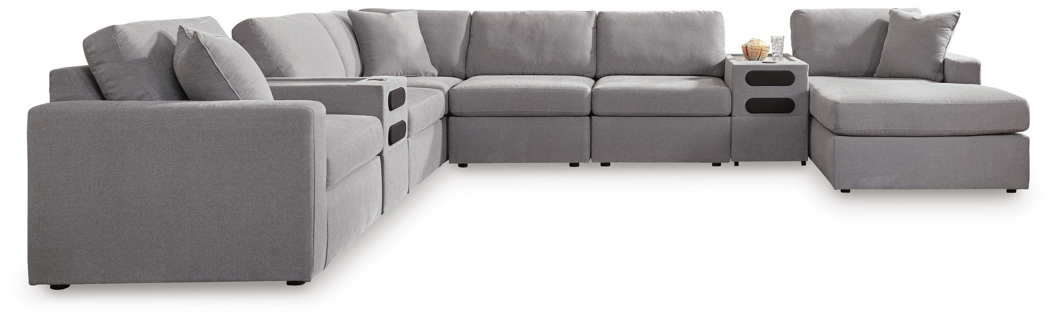 Modmax – 8-Piece Sectional Wth RAF Corner Storage Chaise And 2 Audio Consoles – Granite
