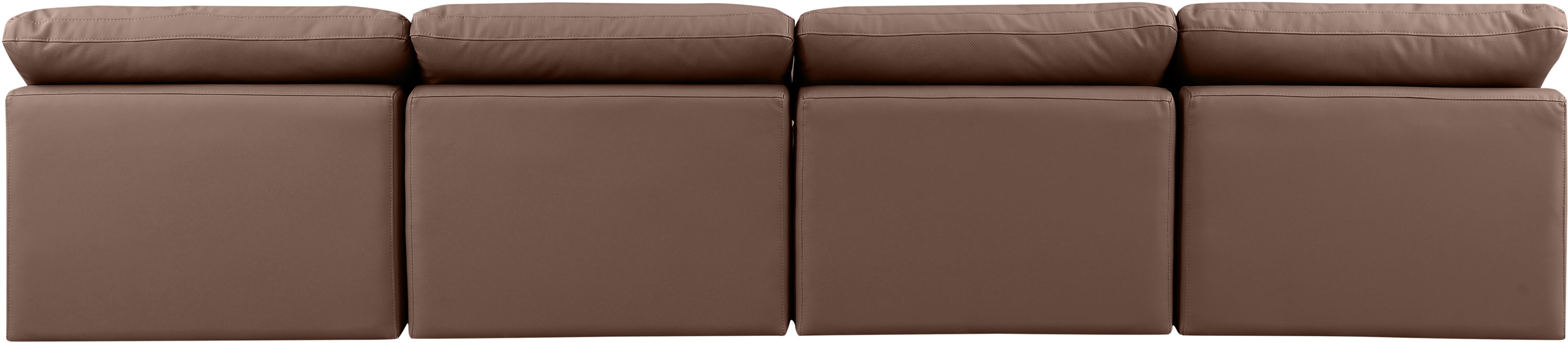 Indulge - Faux Leather 4 Piece Modular Armless Sofa - Brown