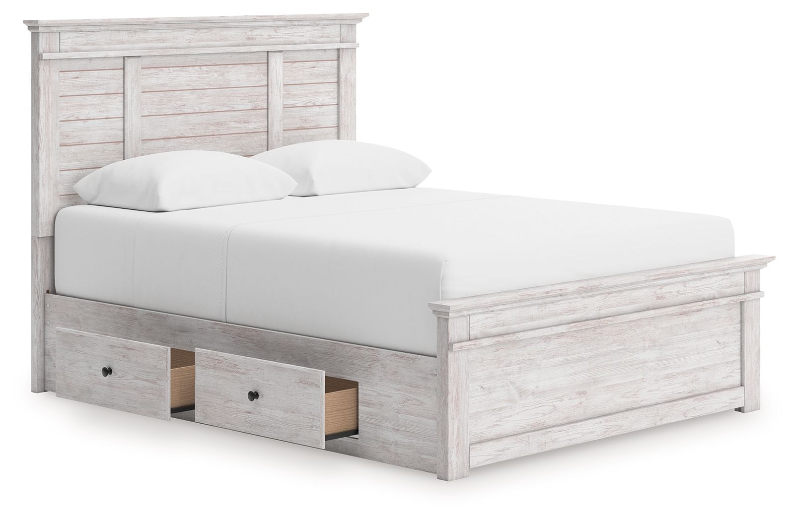 Ashley Furniture Makidern - Queen Panel Storage Bed With 2 Under Bed Storage Units - Whitewash - Image 4