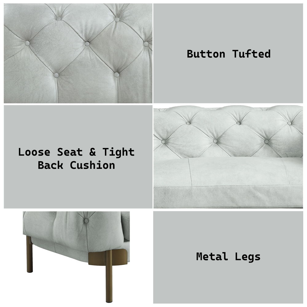 Ragle - Sofa - Vintage White Top Grain Leather, white, view 6