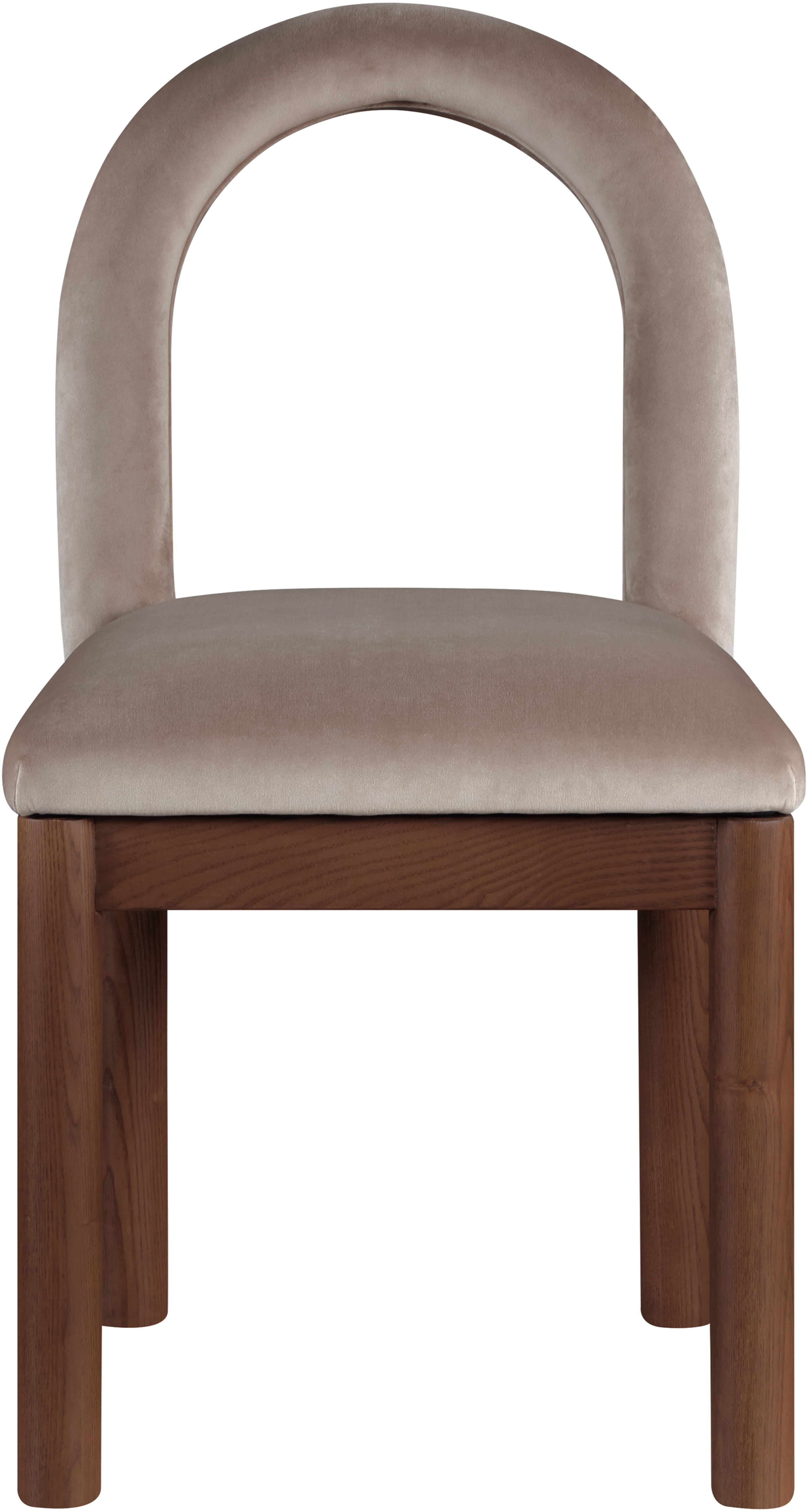 Conrad - Velvet Dining Chair With Brown Legs - Taupe