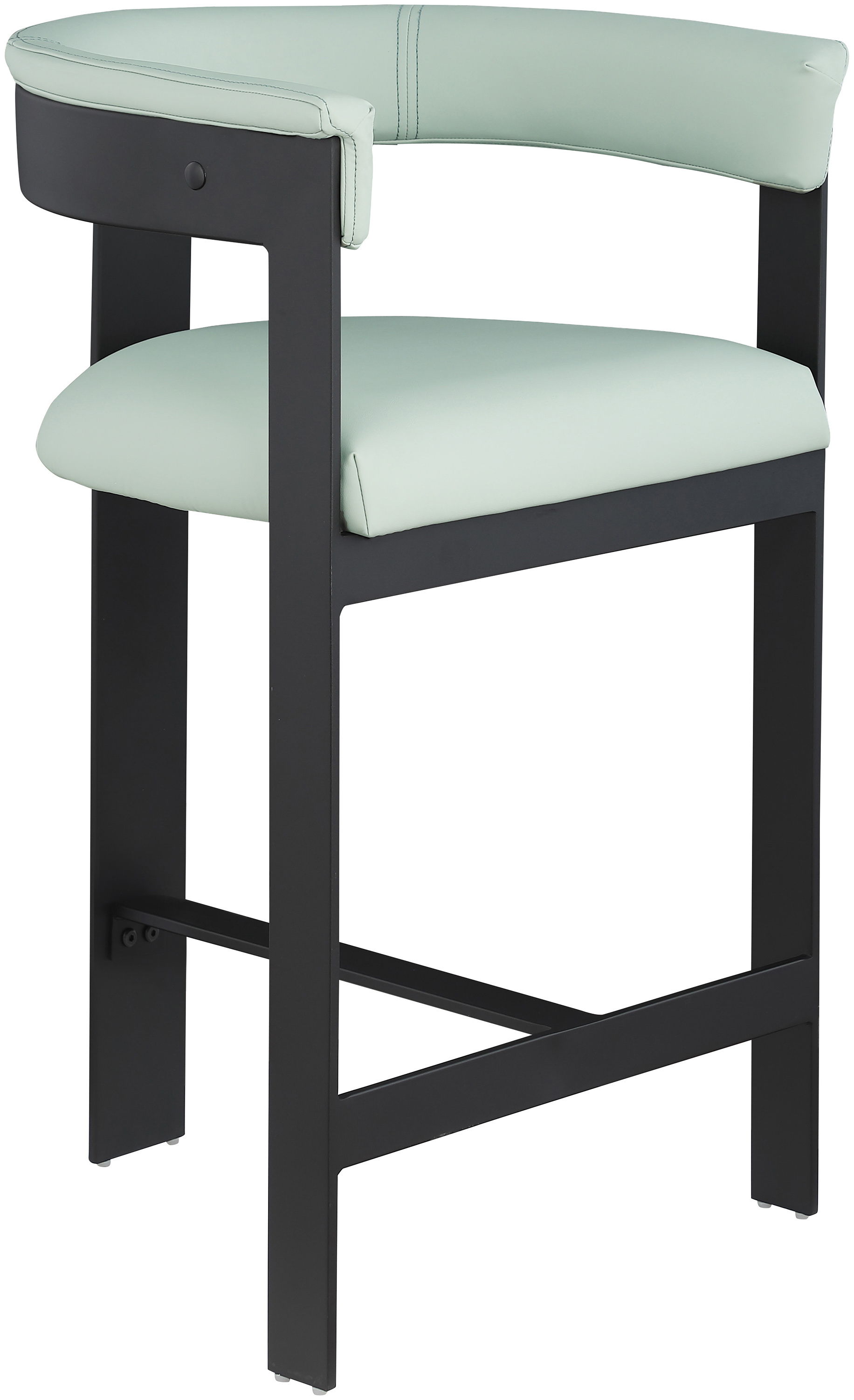 Romeo - Faux Leather Counter Stool With Black Base (Set of 2) - Mint Green
