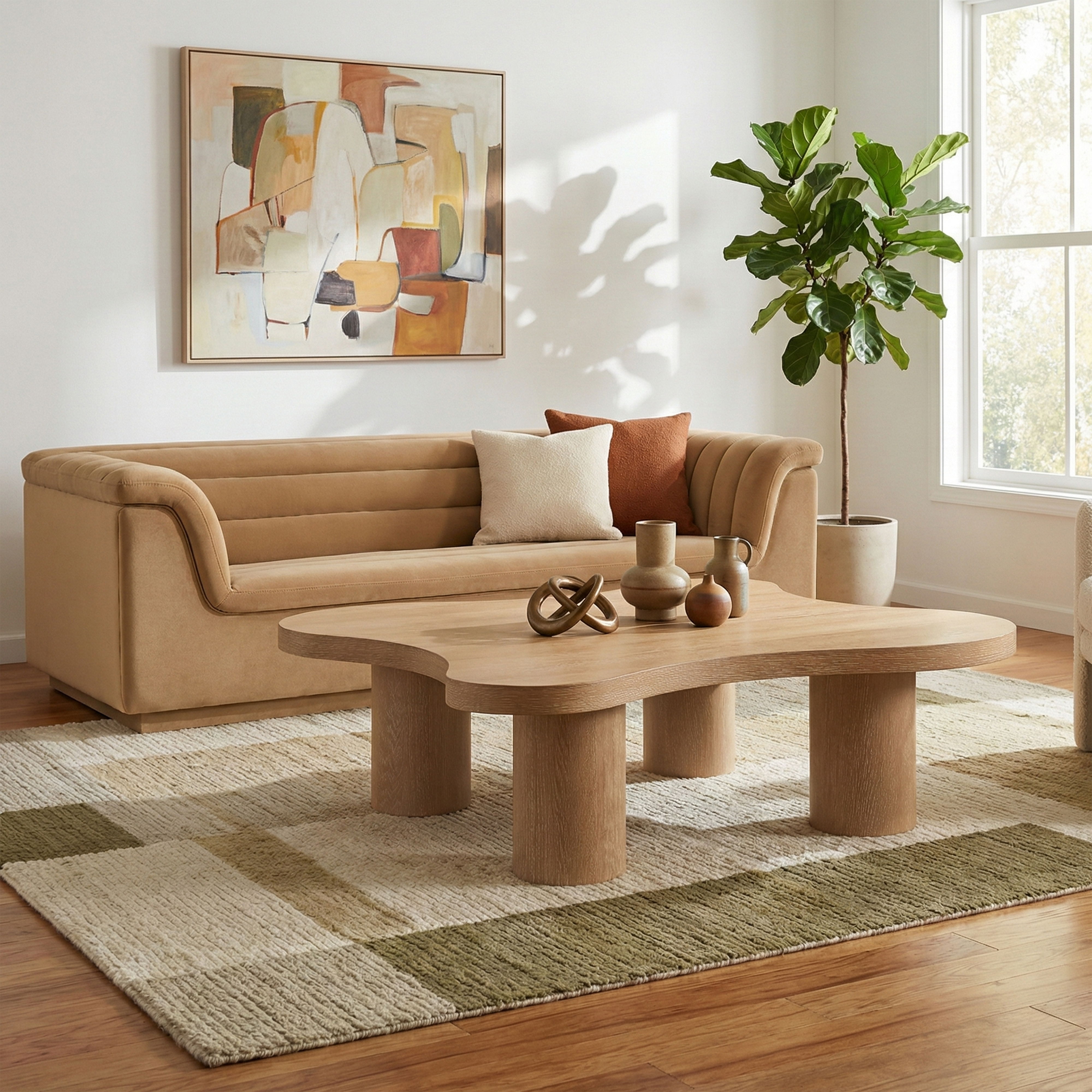 Cove - 48" Oak Veneer And Solid Wood Coffee Table - Natural