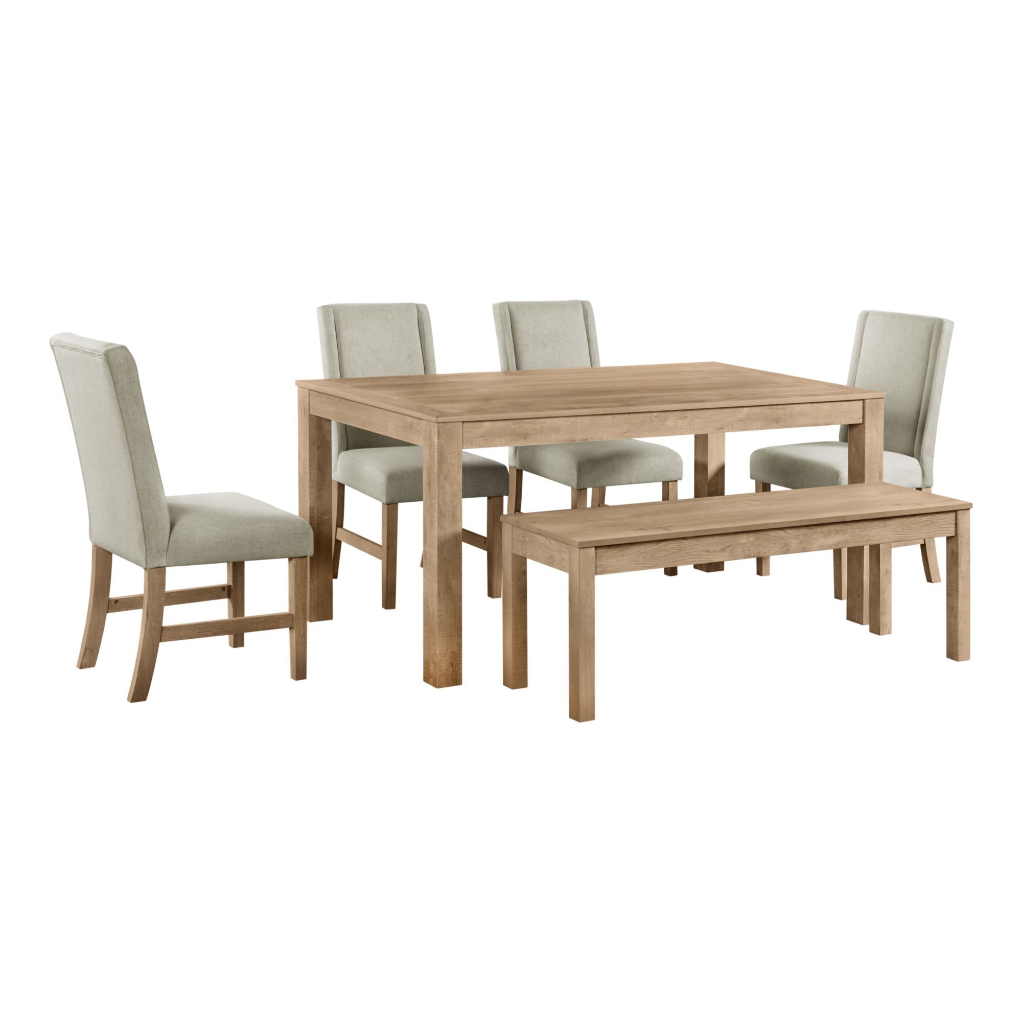 Eleanor - 6 Piece Standard Height Dining Set (Table, Four Chairs & Bench) - Brown
