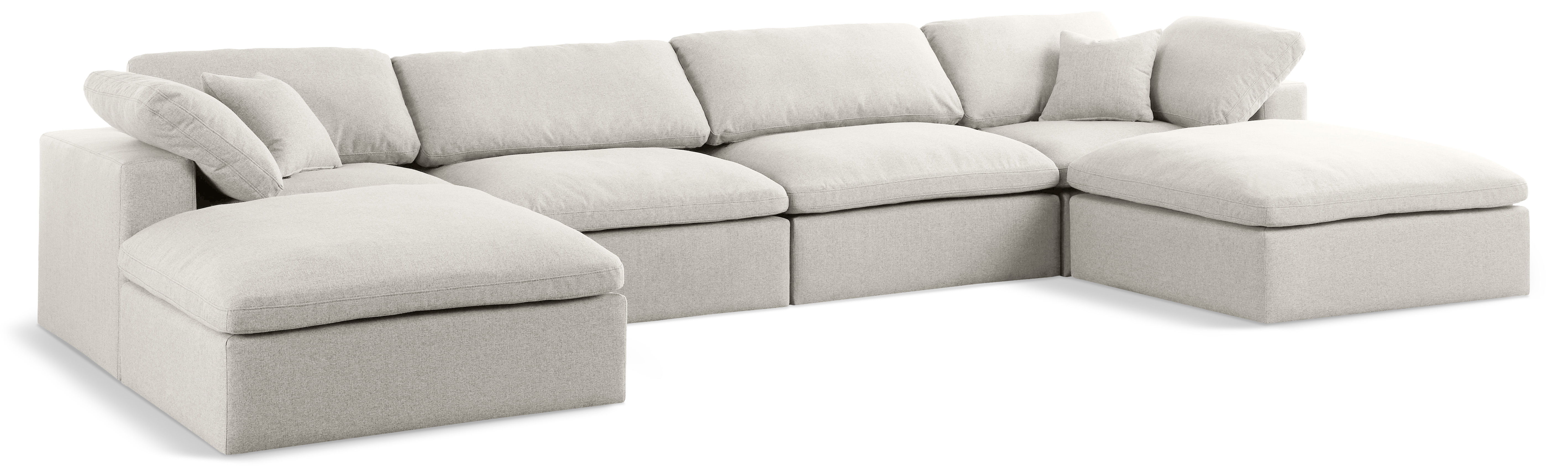 Serene - 6 Piece Modular Double Chaise Sectional - Cream