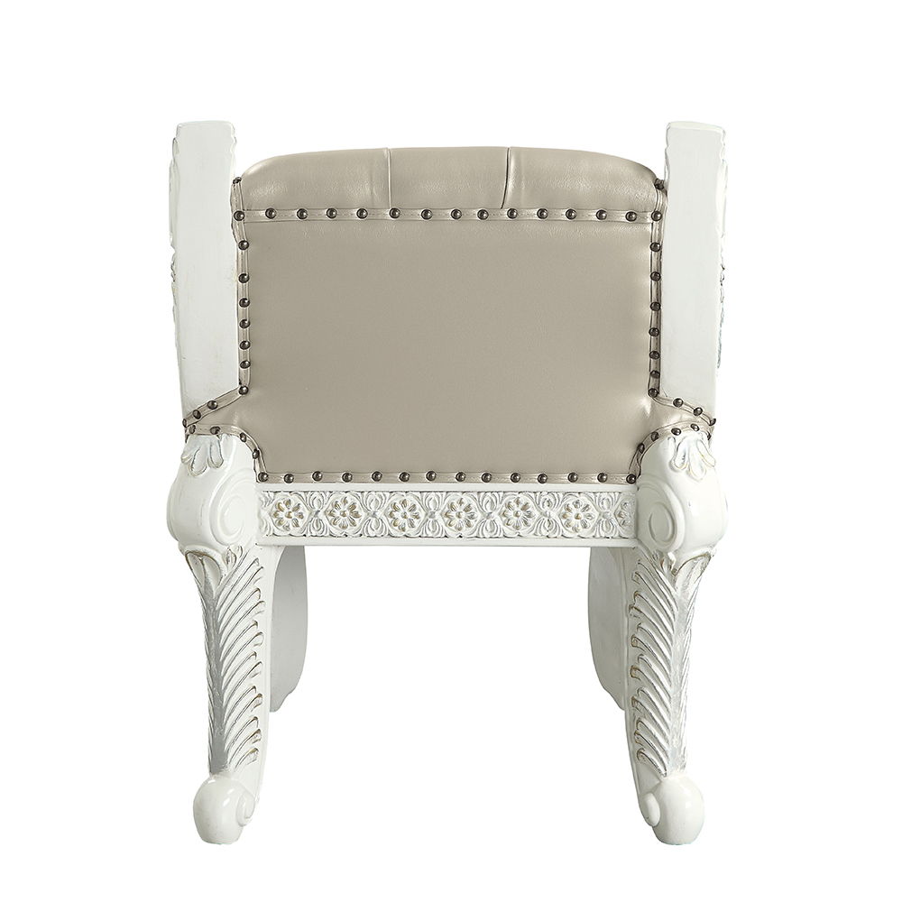 Vanaheim - Vanity Stool - Beige Synthetic Leather & Antique White, beige, view 3