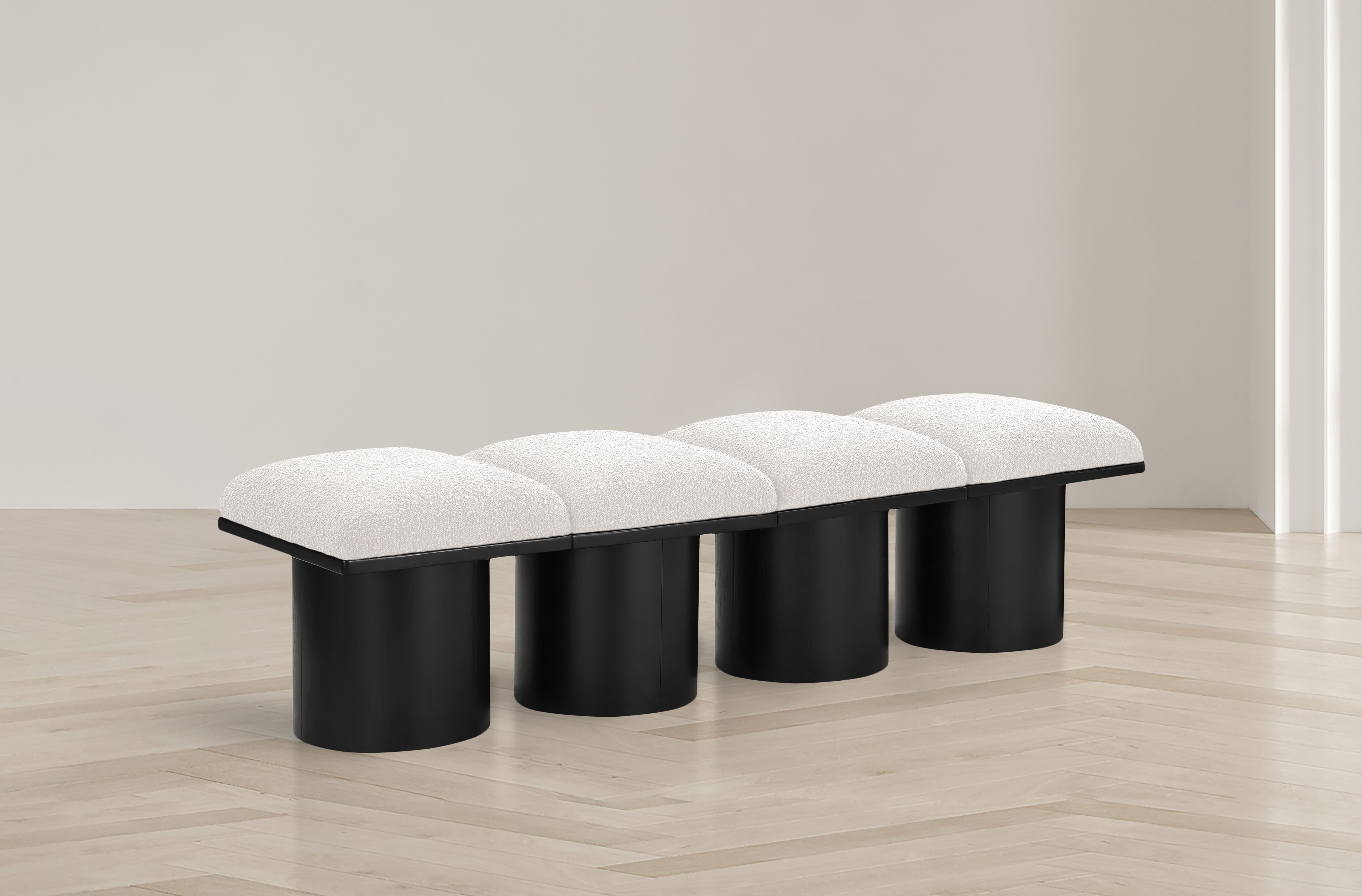 Pavilion - 62" 4 Piece Modular Bench With Black Base - Cream