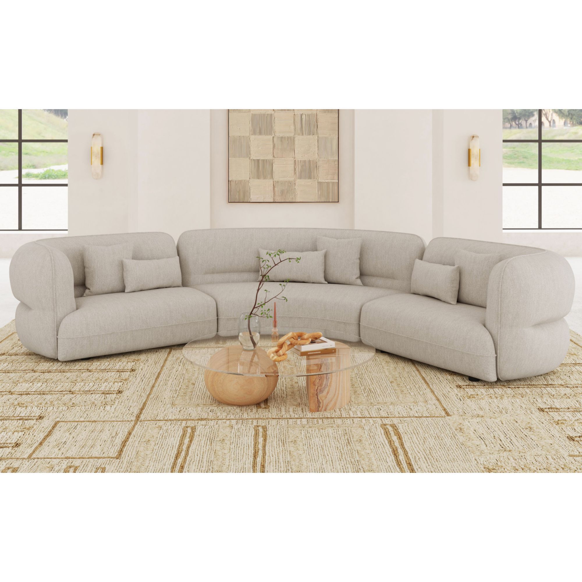 Four Seasons - LHF Loveseat With 2 Pillows - Camel