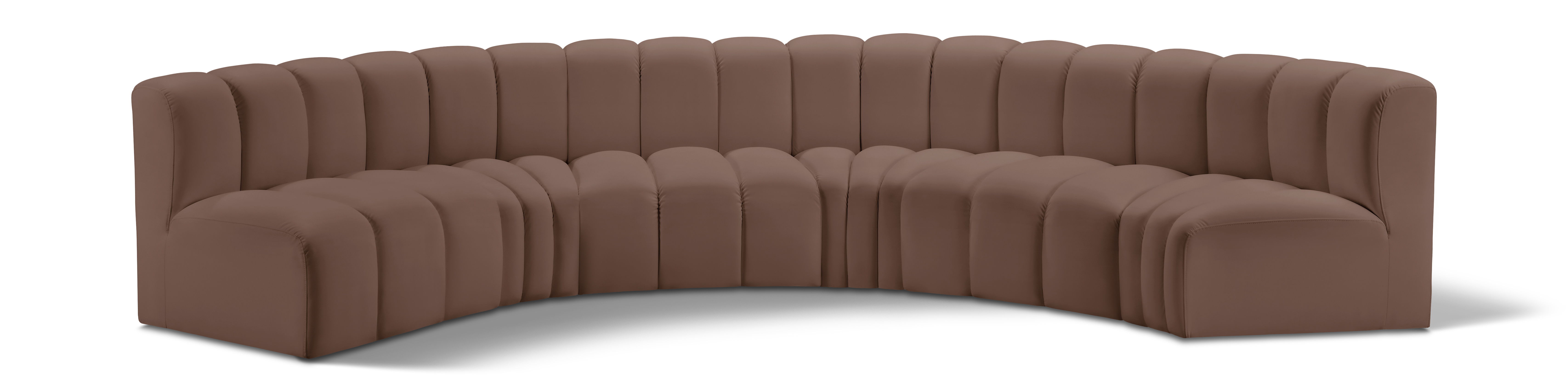 Arc - Faux Leather 6 Piece U-Shaped Modular Sofa - Brown