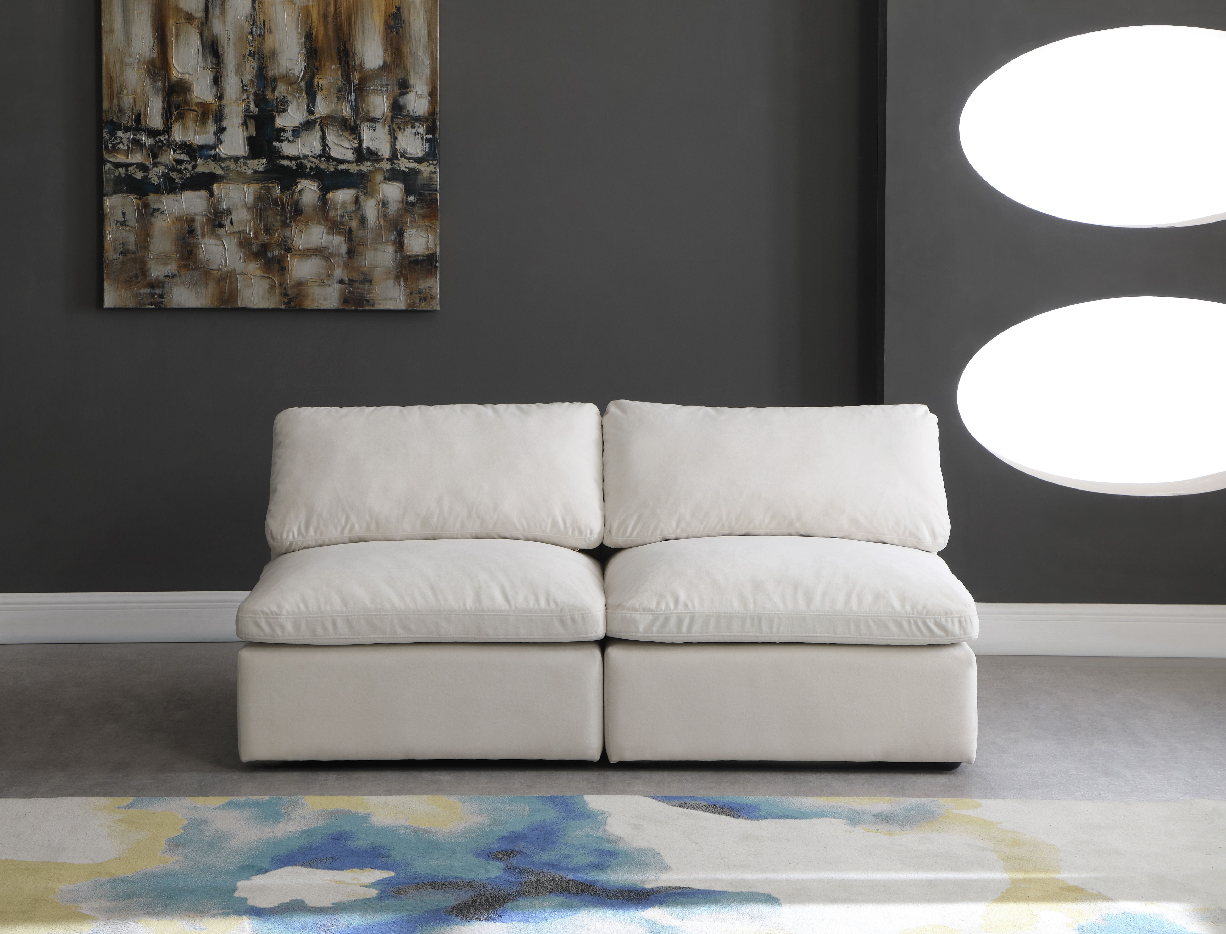 Plush - 2 Piece Modular Armless Sofa - Cream