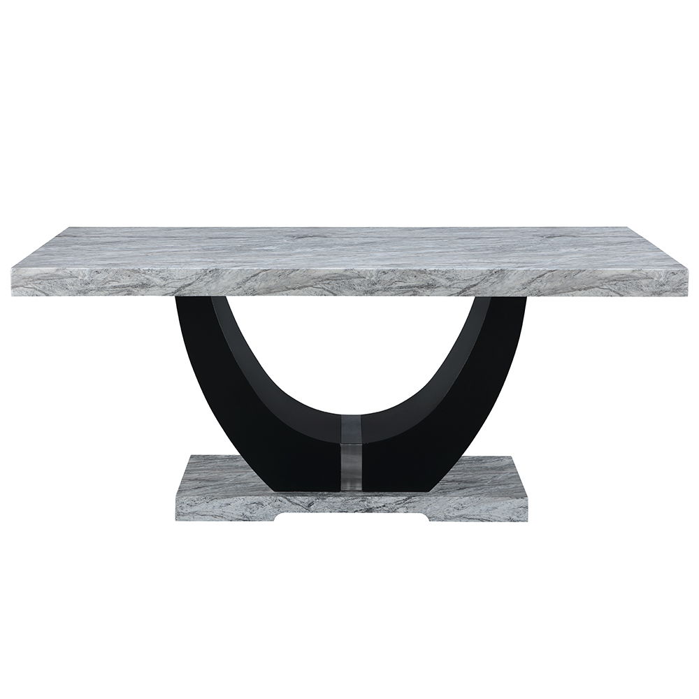 Caralin - Dining Table - Engineered Stone & Black, black, view 7