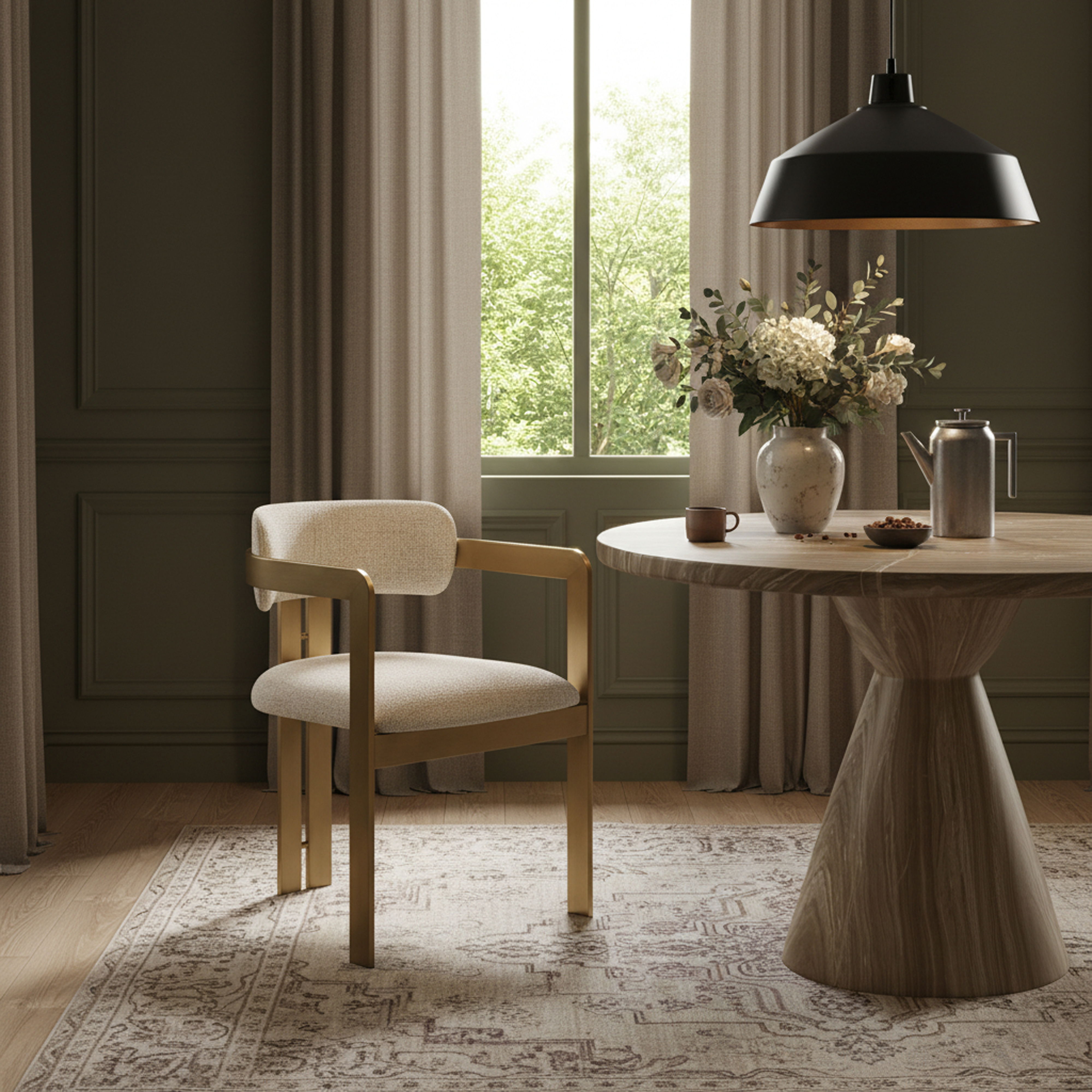 Aurum - Linen Textured Fabric Upholstered Dining Chair (Set of 2) - Beige