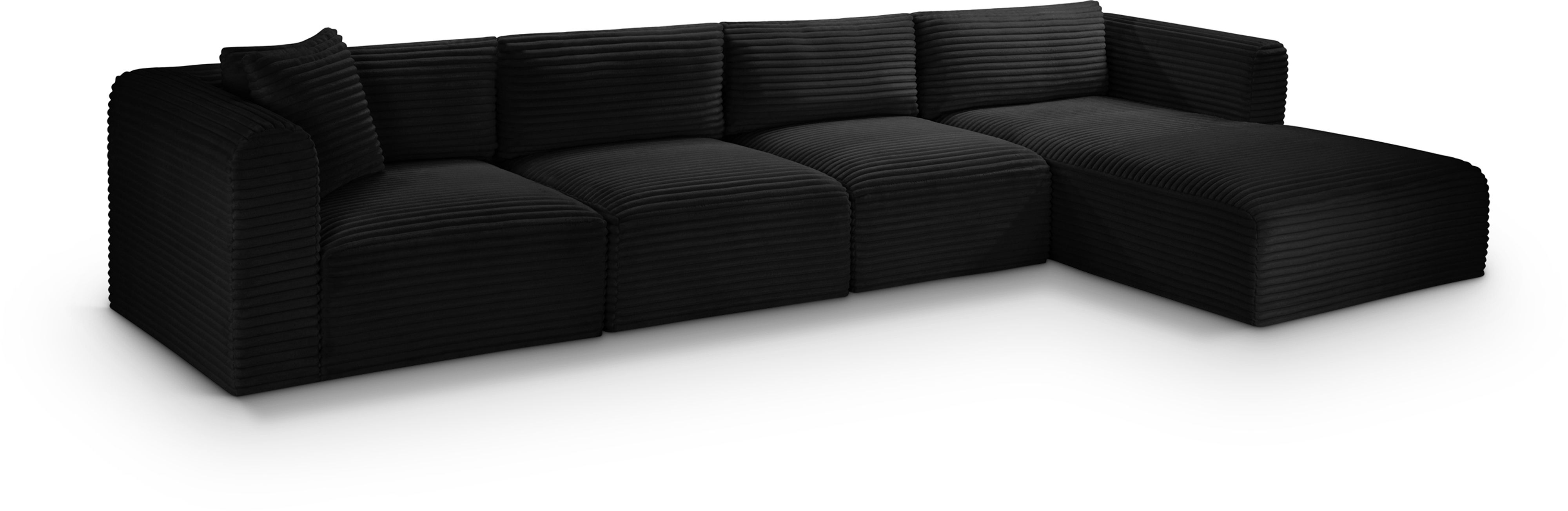 Shaggy - 4 Piece Modular Sectional With Chaise - Black