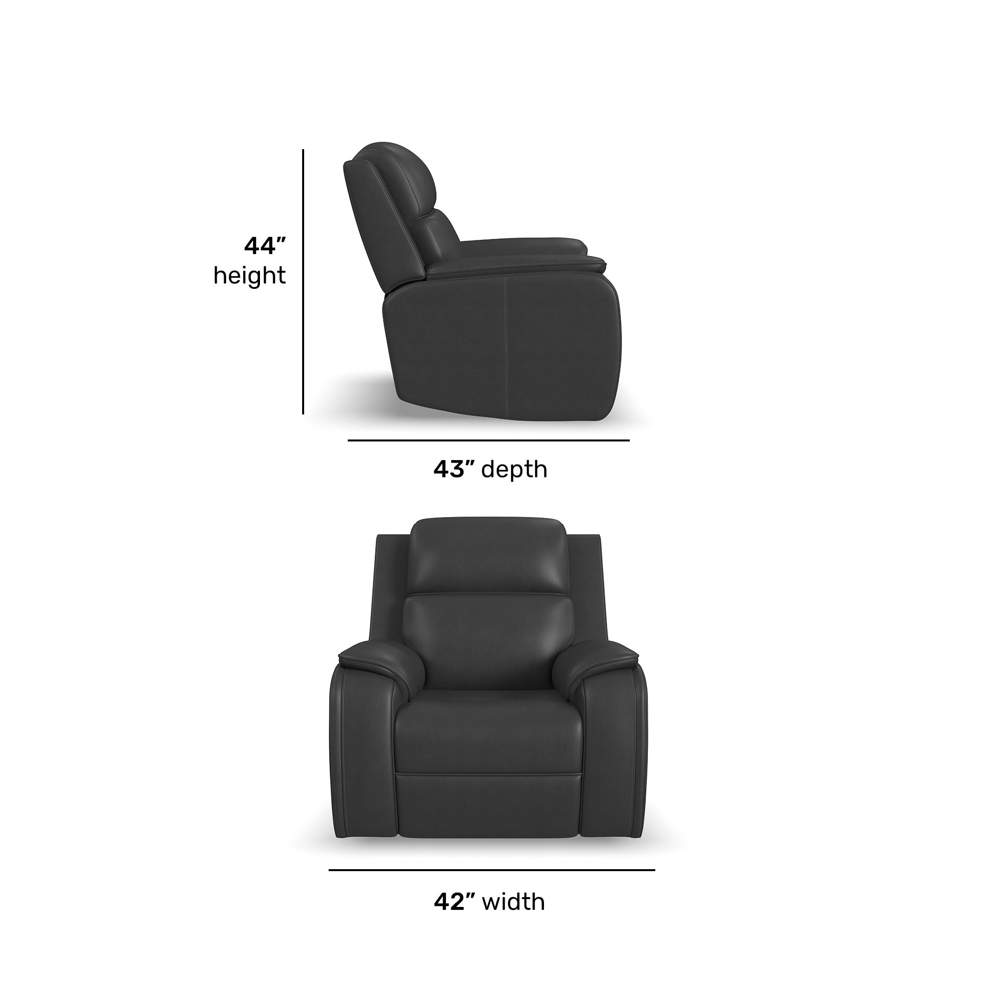 Ziggy - Power Recliner With Power Headrest, Lumbar, Heat & Massage - Iron, black, view 8