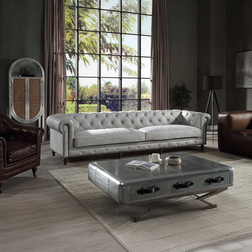 Ofer - Sofa - Vintage White Top Grain Leather, gray, view 2