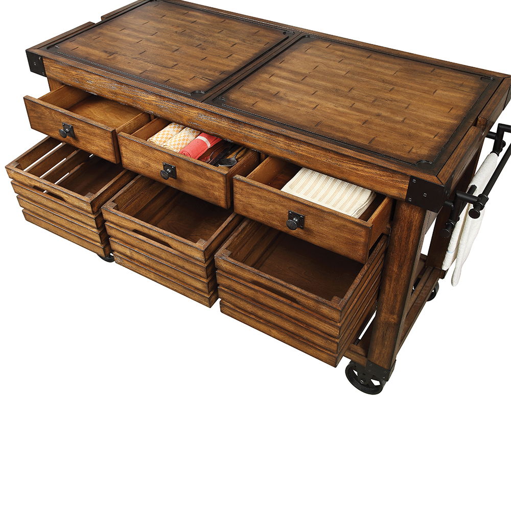 Kaif - Kitchen Cart - Distressed Chestnut, dark brown, view 6