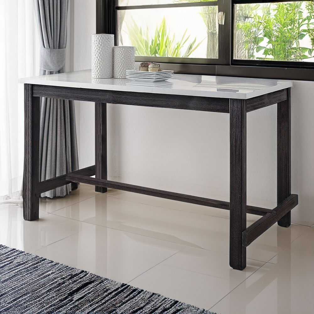 Yelena - Counter Height Table With Marble Top - Marble Top & Weathered Espresso, black, view 7
