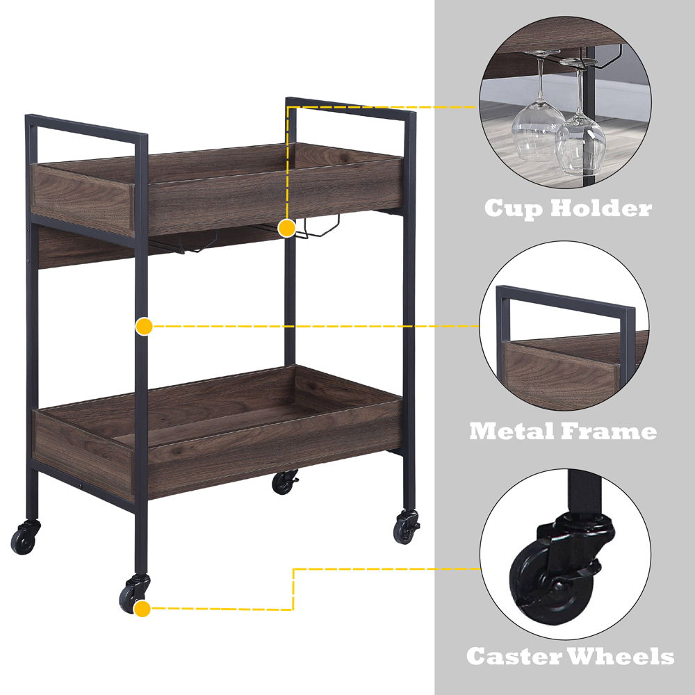 Jerrick - Serving Cart - Walnut & Black, dark brown, view 7