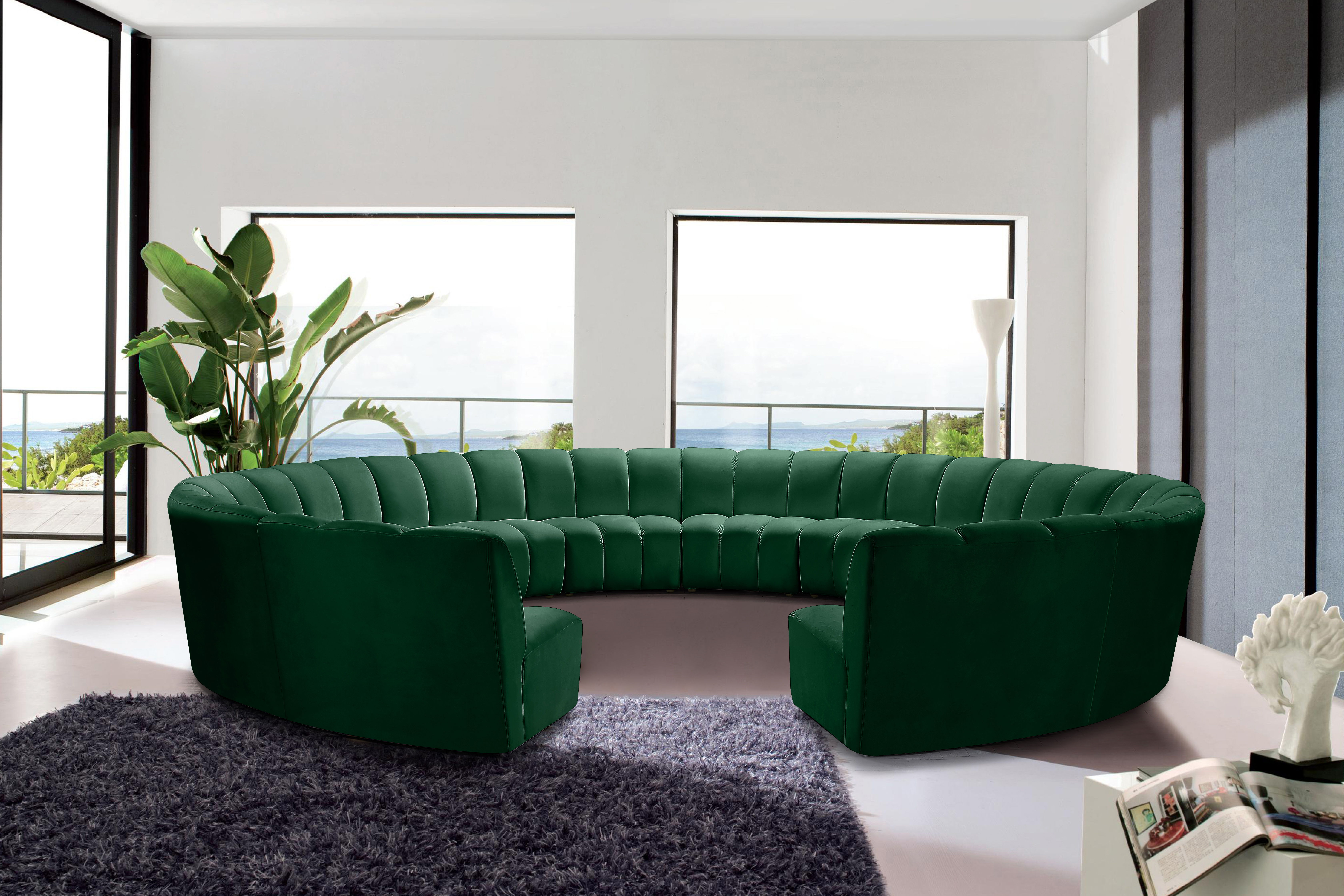 Infinity - 12 Piece Fabric Modular Sectional - Green