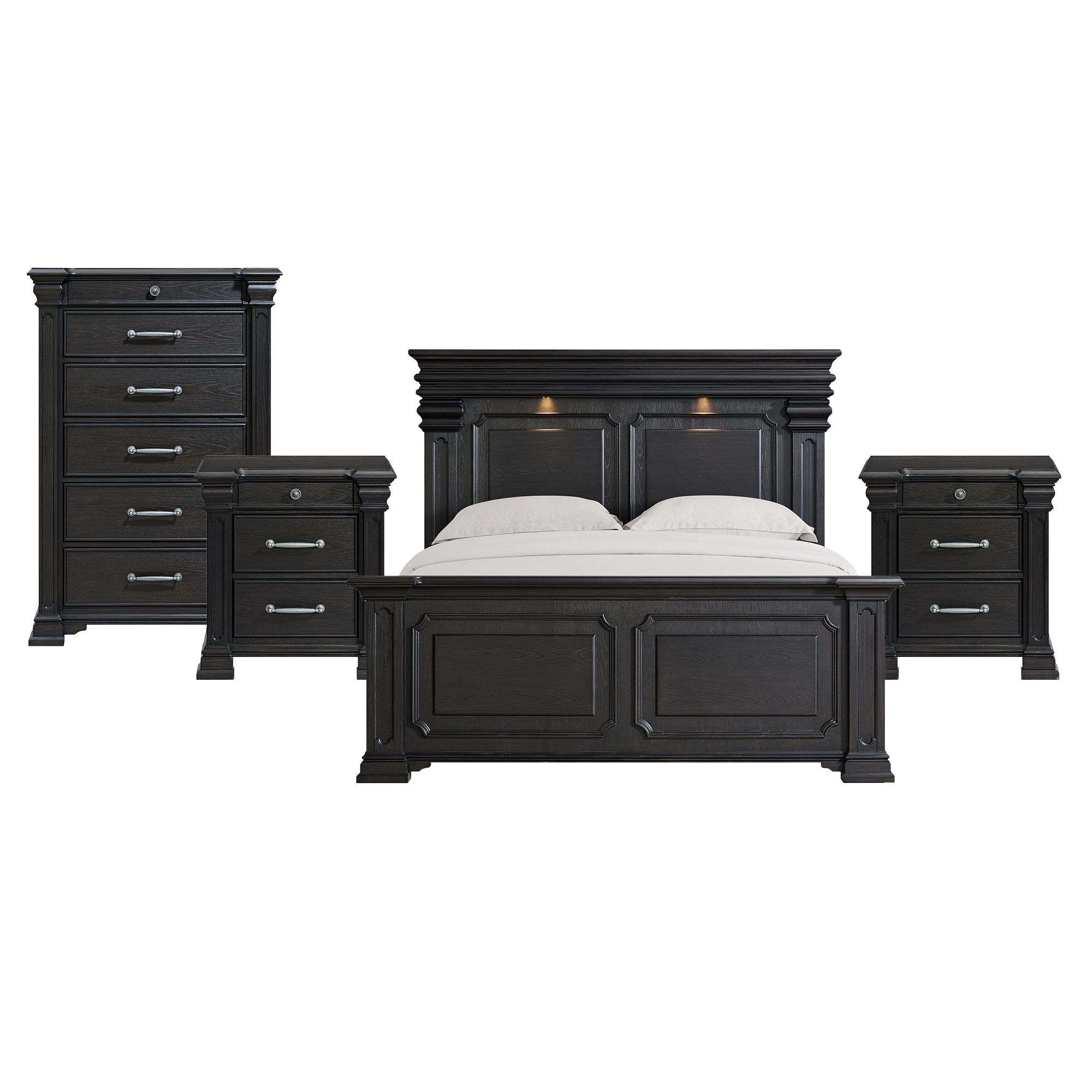 King · 4 Pc · Bedroom Set With 2 Nightstands & Chest