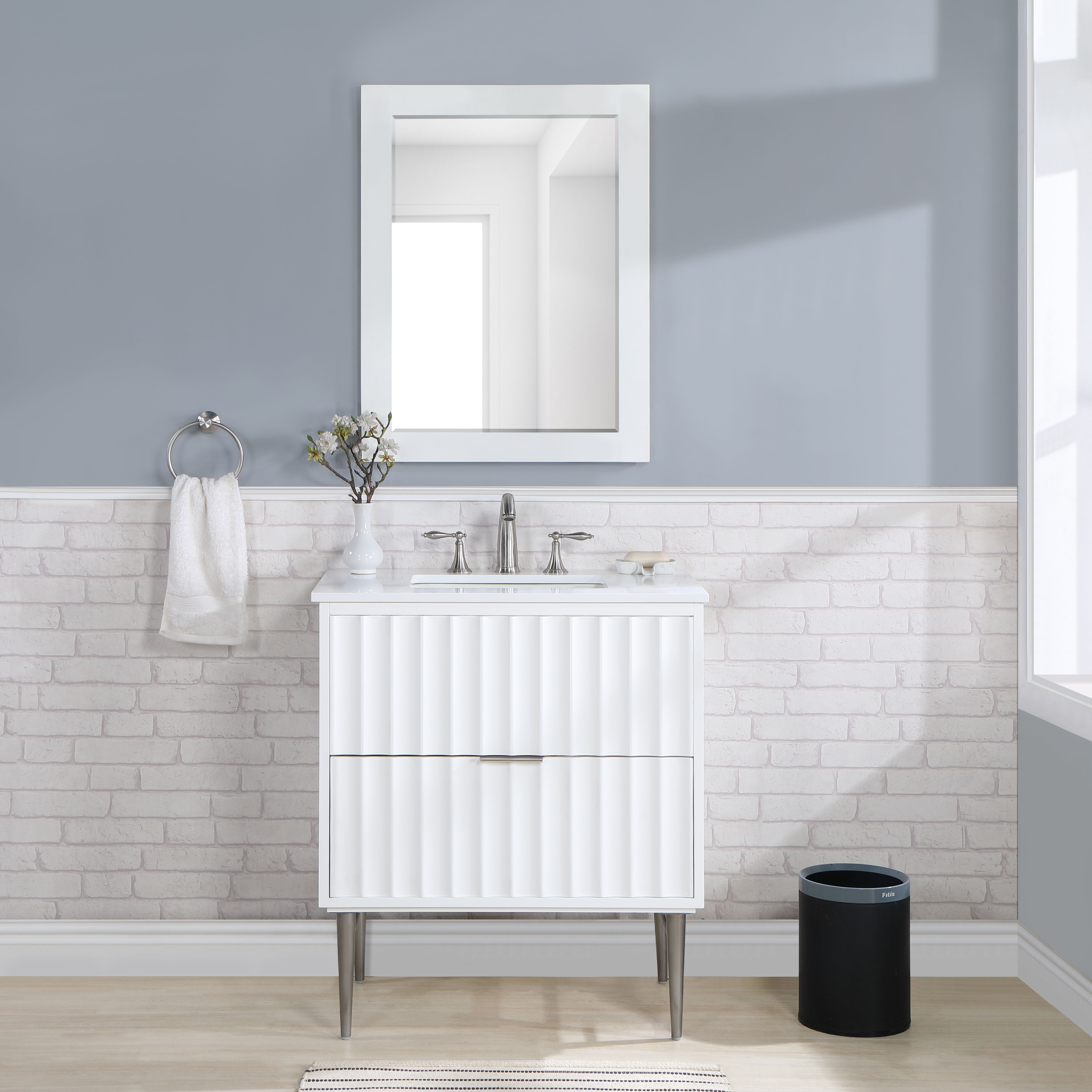 Modernist - 30" Bathroom Vanity With Chrome Legs - White