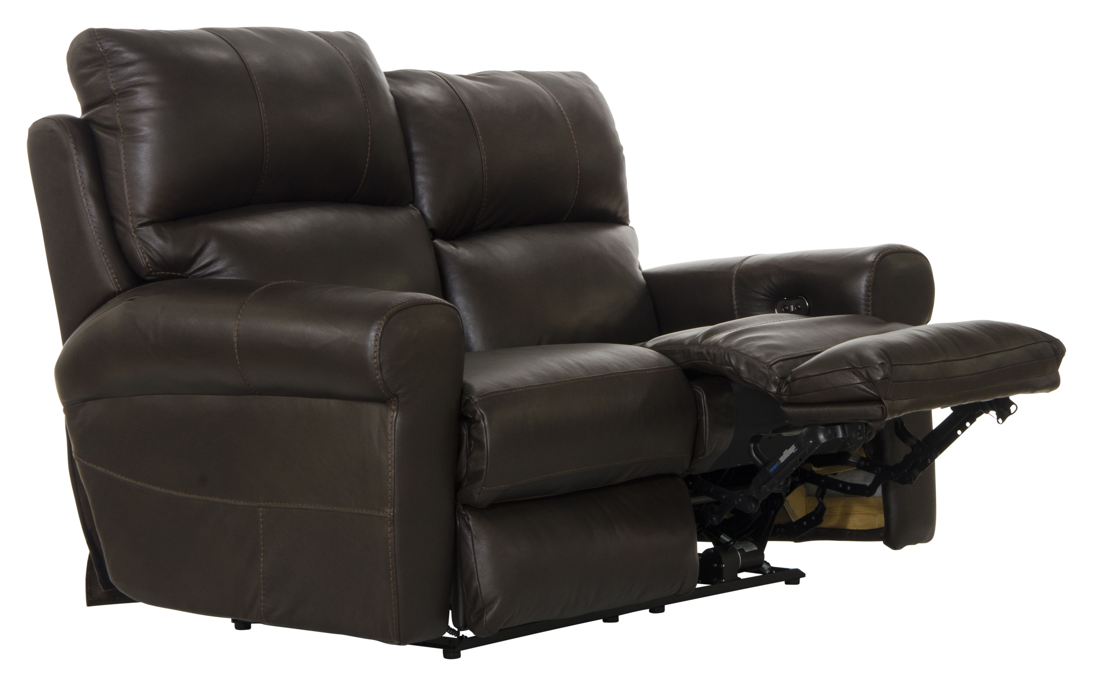 Torretta - Top Grain Italian Leather Power Lay Flat Reclining Loveseat - Chocolate