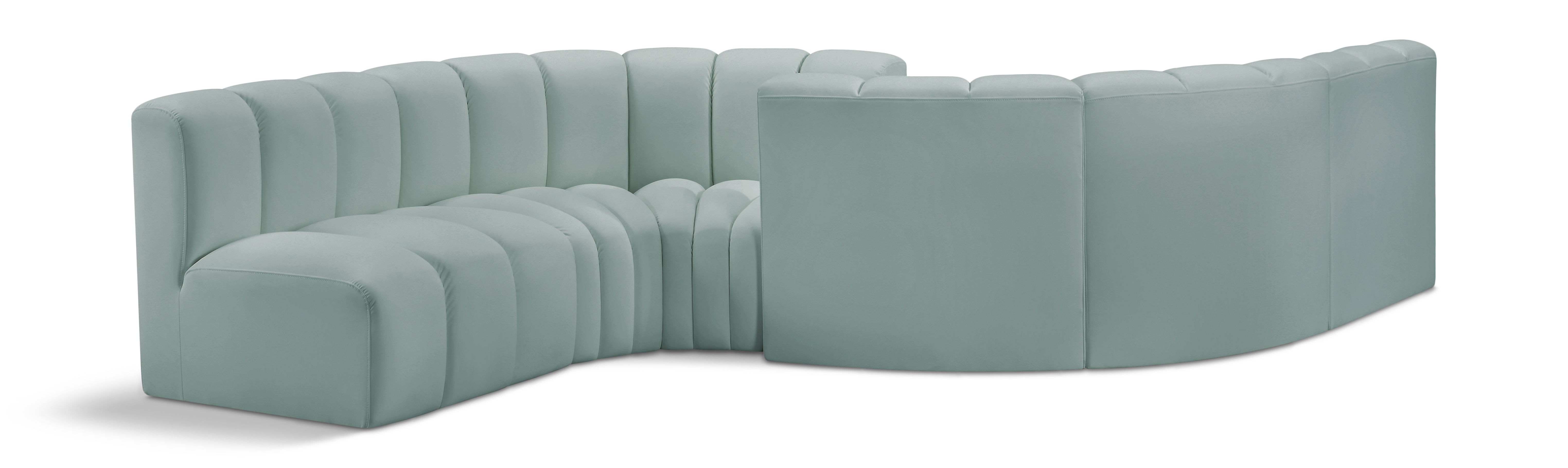Arc - Faux Leather 6 Piece Modular Sofa - Mint Green