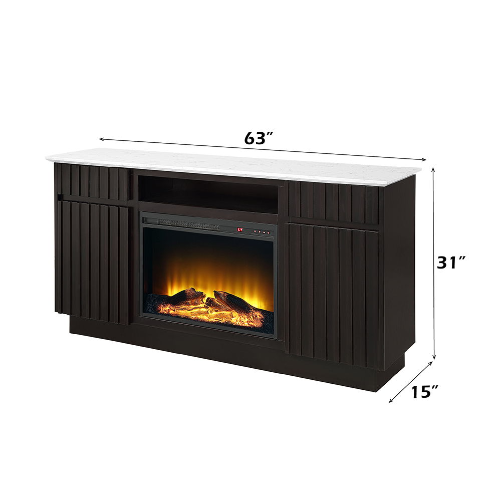 Jaramillo - Server With Fireplace - Engineered Marble & Rustic Espresso, dark brown, view 7