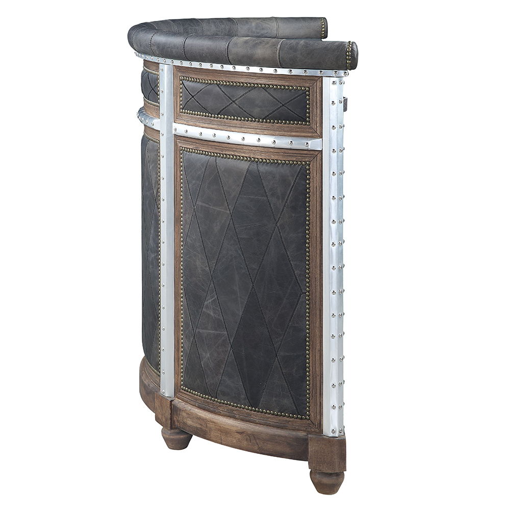 Rahma - Bar Table - Antique Ebony Top Grain Leather & Aluminum, dark gray, view 8