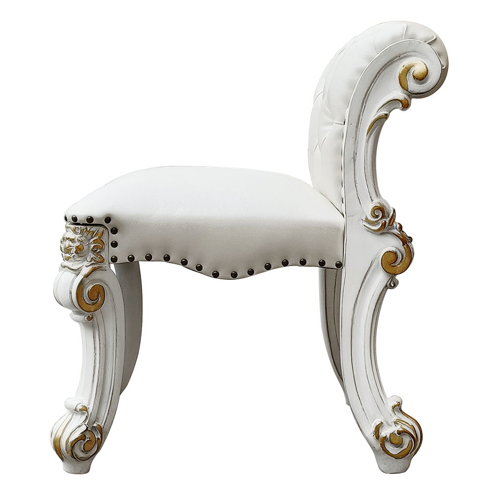 Vendome - Vanity Stool - Beige Synthetic Leather & Antique Pearl, white, view 4