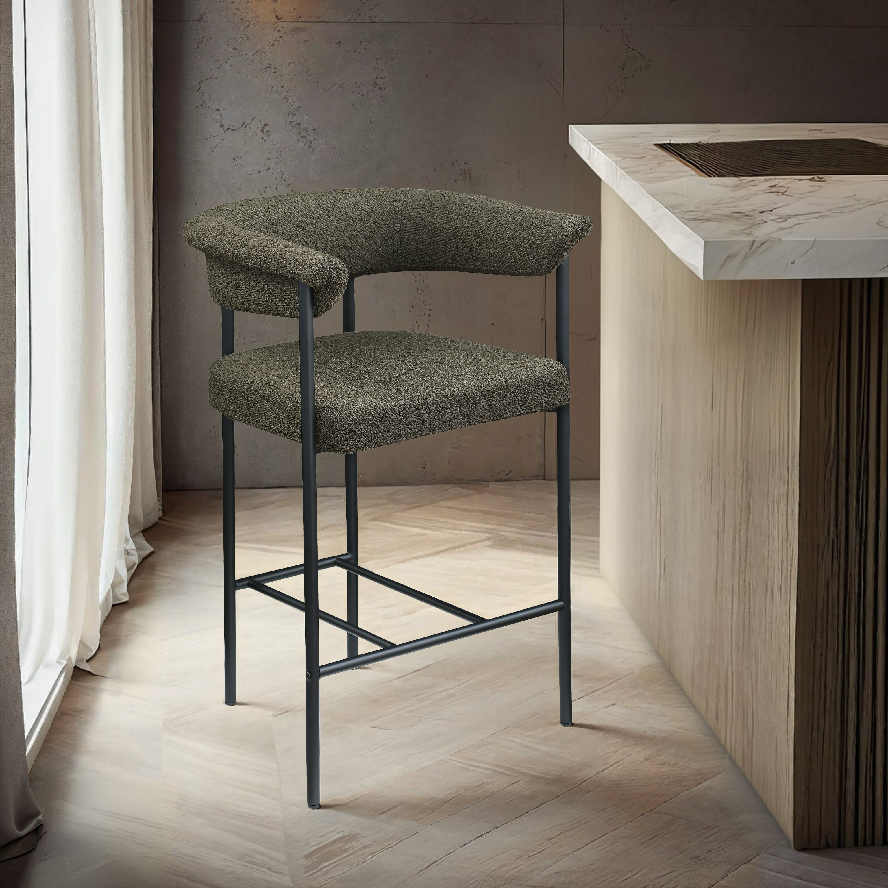 Malin - Boucle Counter Stool (Set of 2) - Olive