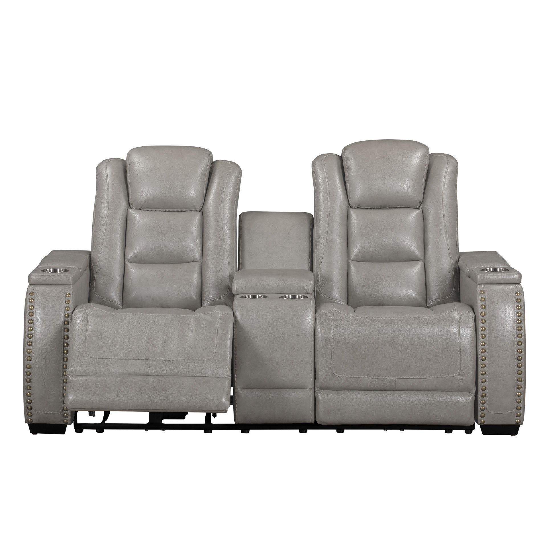 Breckenridge II - Console Loveseat With Dual Recliners - Light Gray, gray, view 5