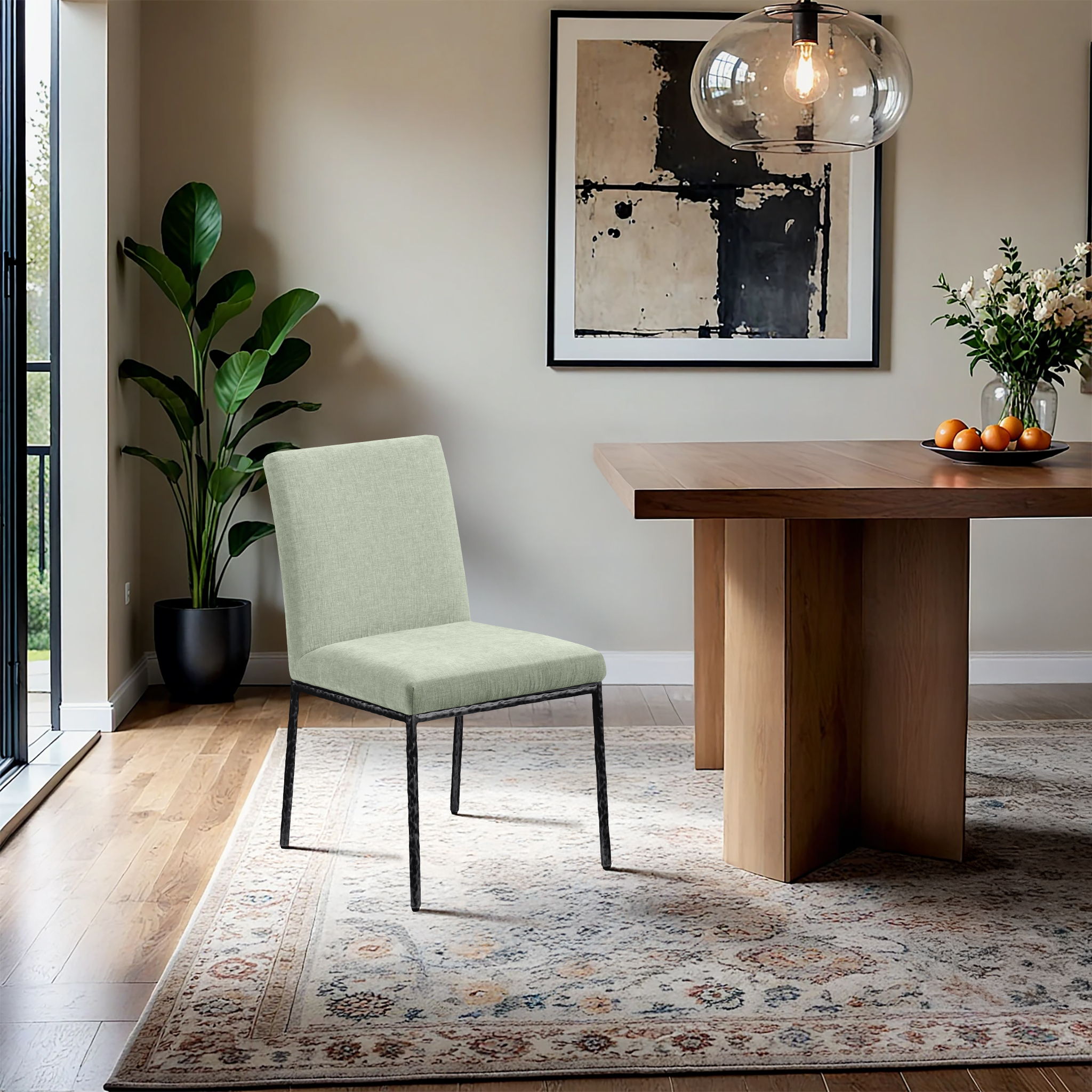 Reeves - Chenille Fabric Upholstered Dining Side Chair (Set of 2) - Mint