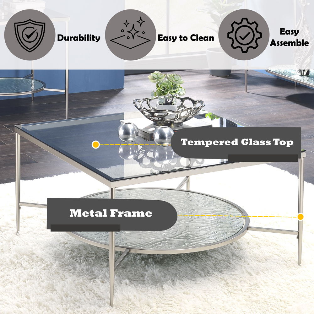 Adelrik - Coffee Table - Glass & Chrome, silver, view 7