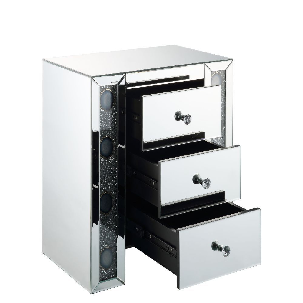 Sonia - Accent Table - Mirrored & Faux Agate Stone, silver, view 3