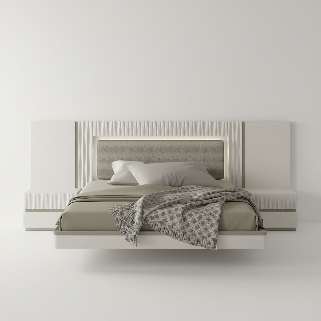 Marina - Queen Size Bed - Taupe