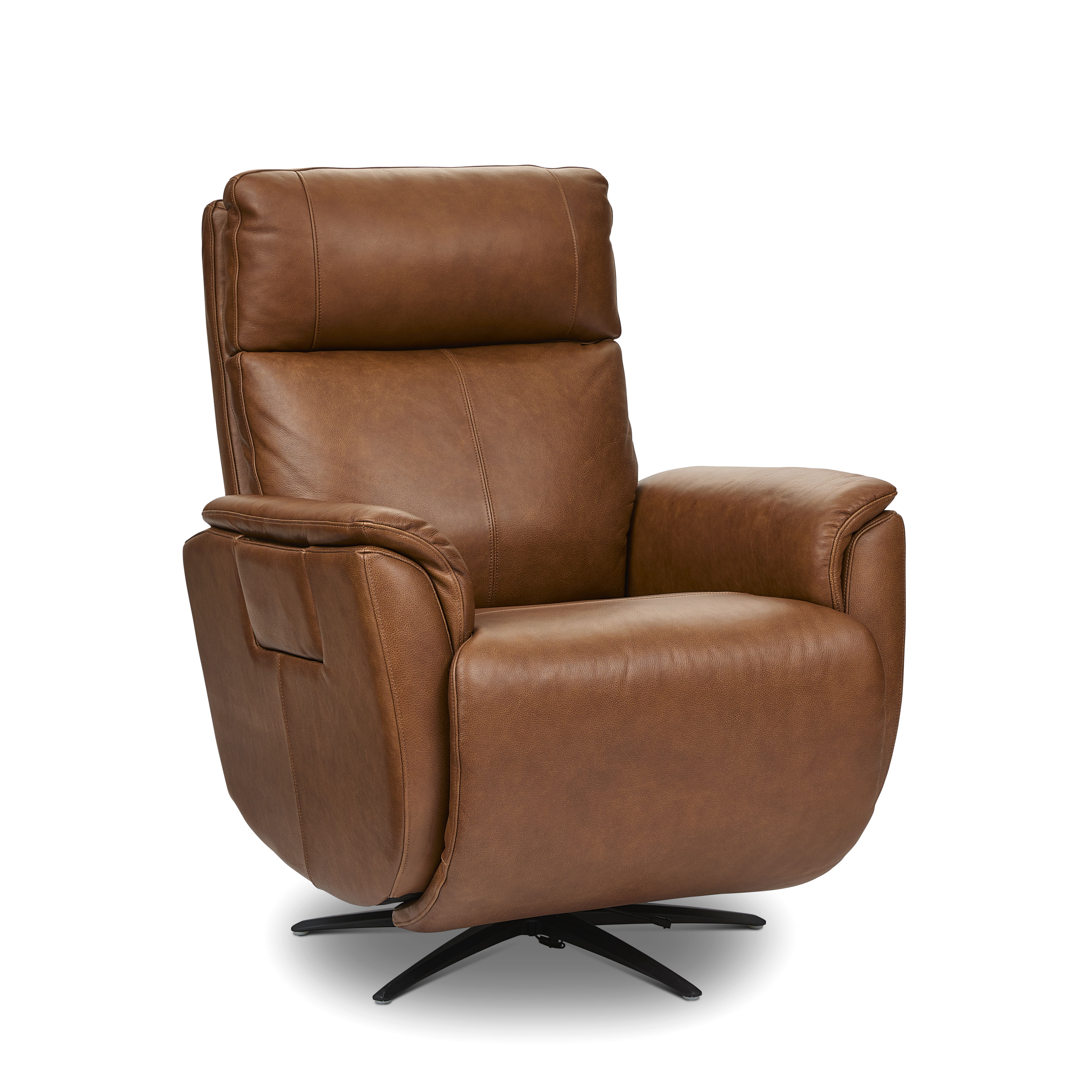 Cove - Power Swivel Recliner With Power Headrest, Lumbar, Heat, & Massage - Autumn, dark brown