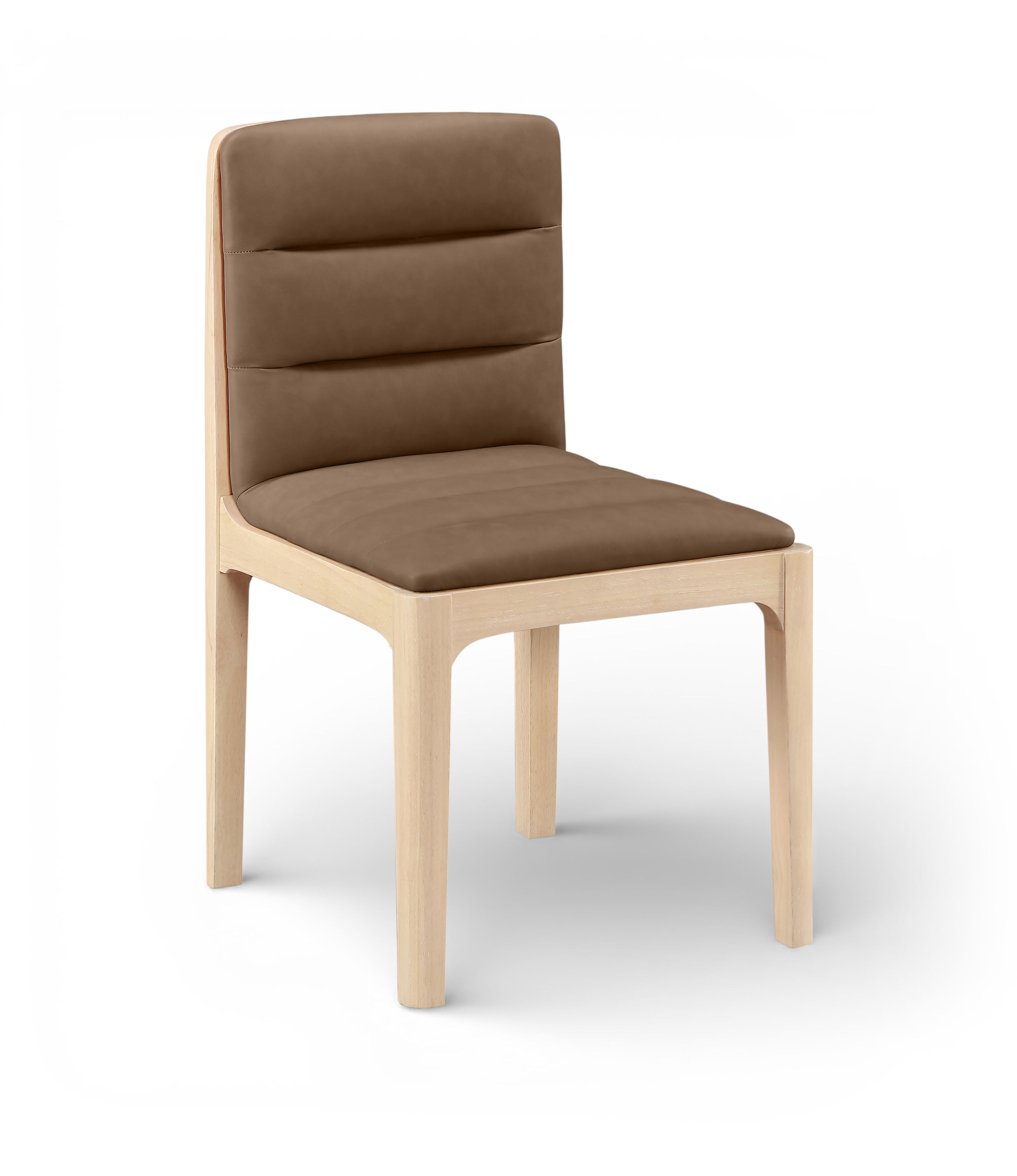Ellis - Vegan Leather Upholstered Dining Chair (Set of 2) - Brown / Natural