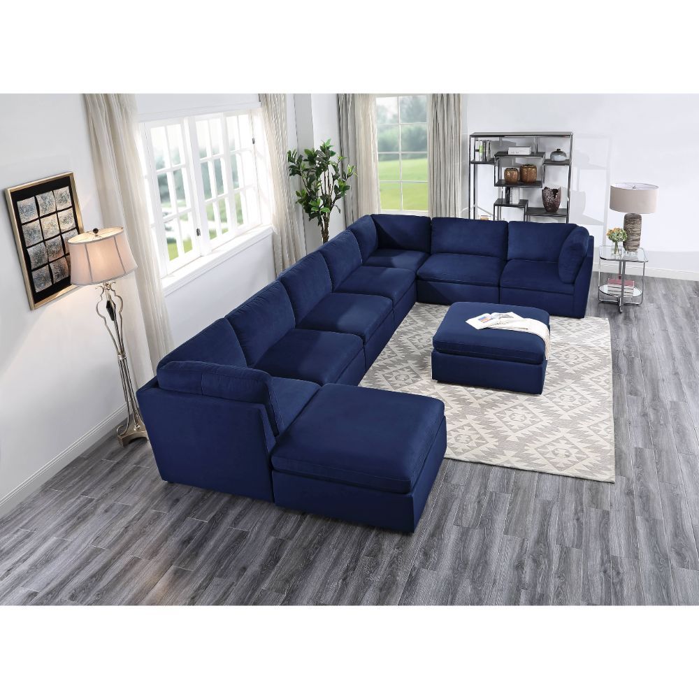 Crosby - Modular Armless Chair - Blue Fabric, blue, view 5