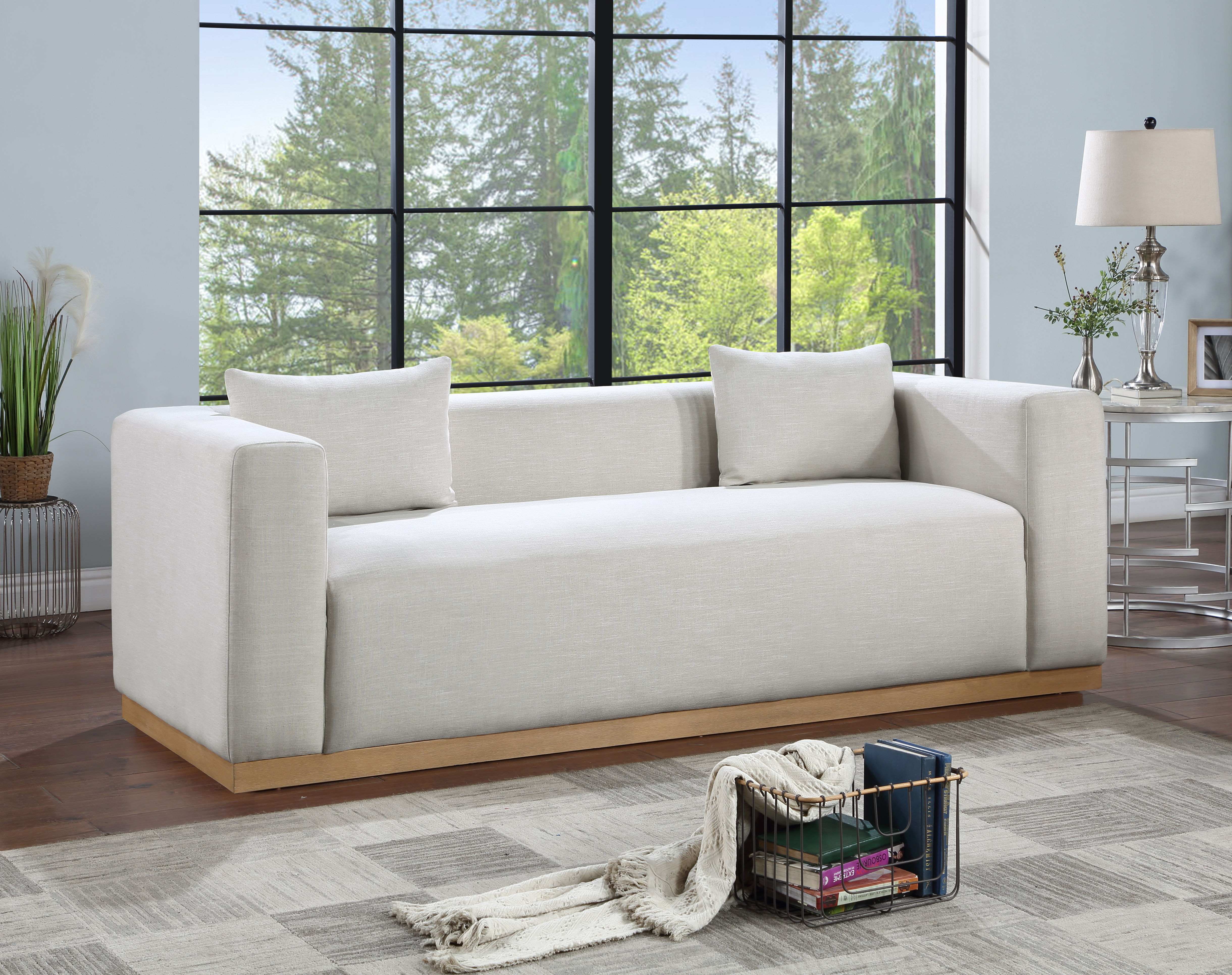 Alfie - Linen Textured Fabic Sofa - Cream