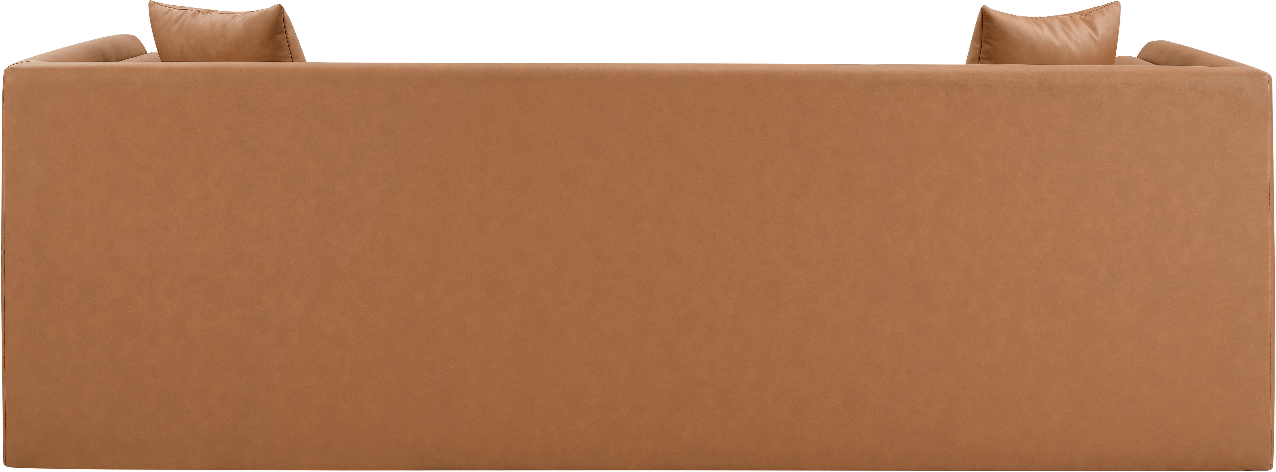 Everett - Vegan Leather 88.5" Upholstered Sofa - Cognac