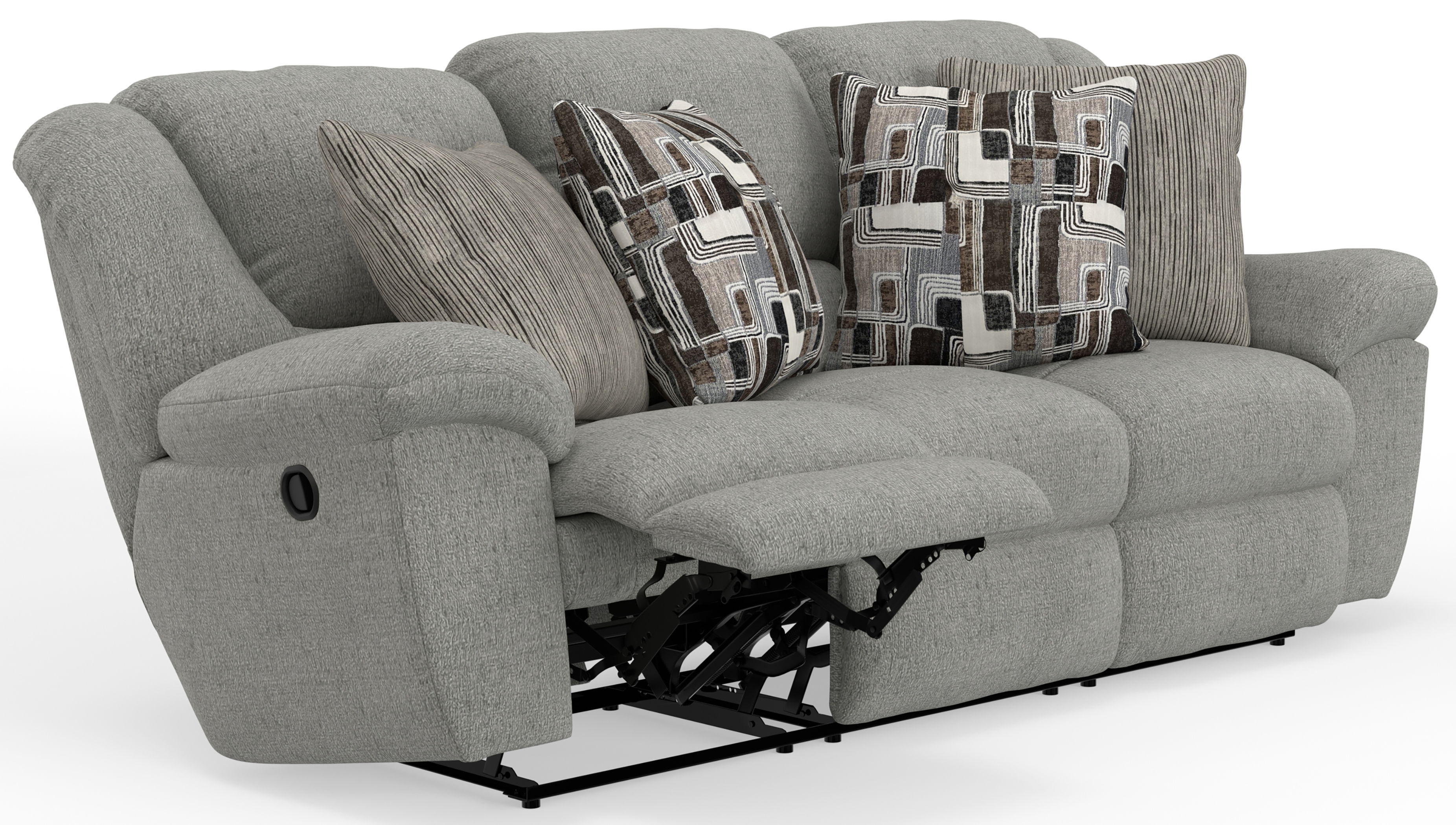 Trifecta - Sofa With 3 Recliners And Drop Down Table - Nature
