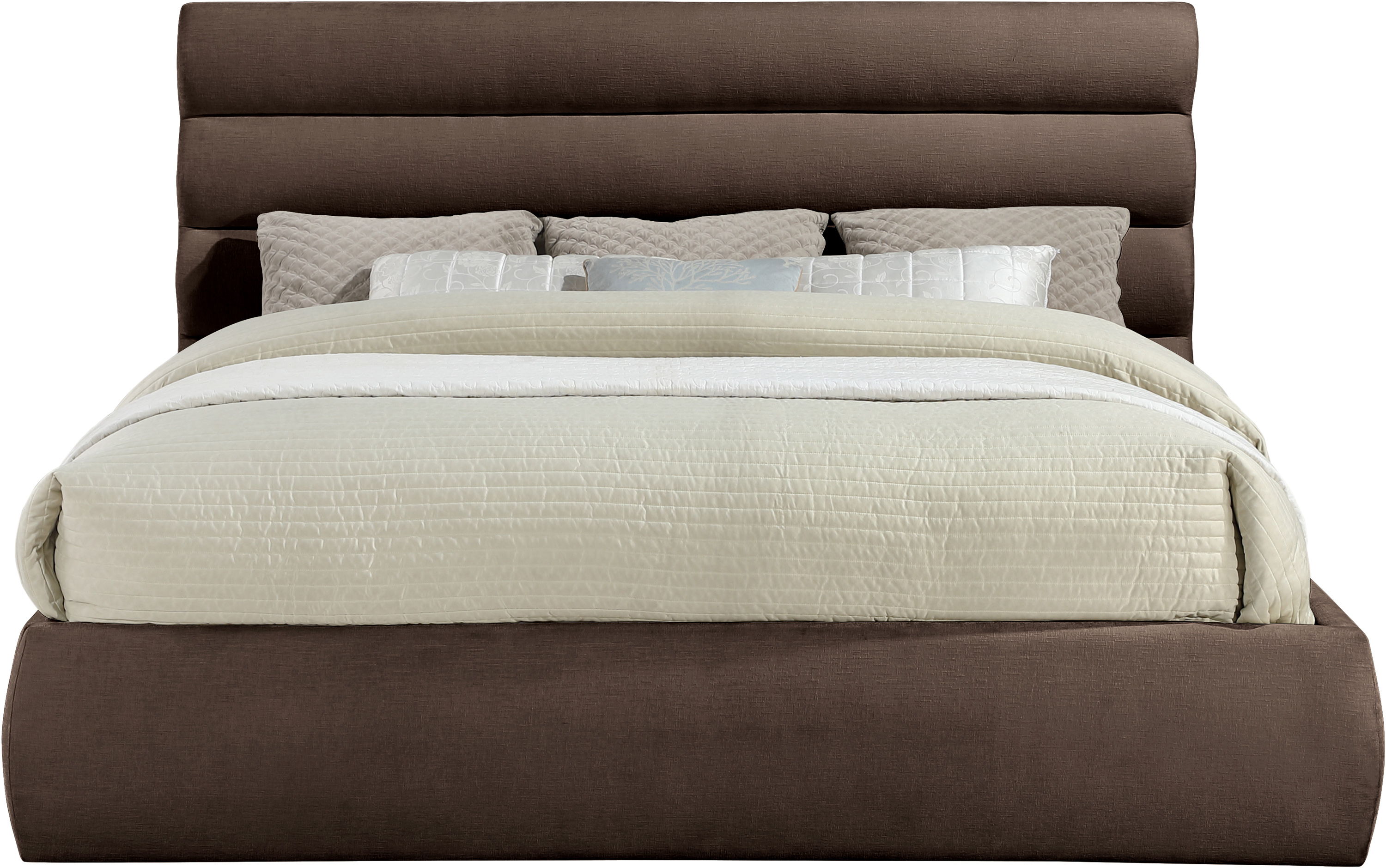 Adam - Chenille Fabric King Bed With 52" Headboard - Brown