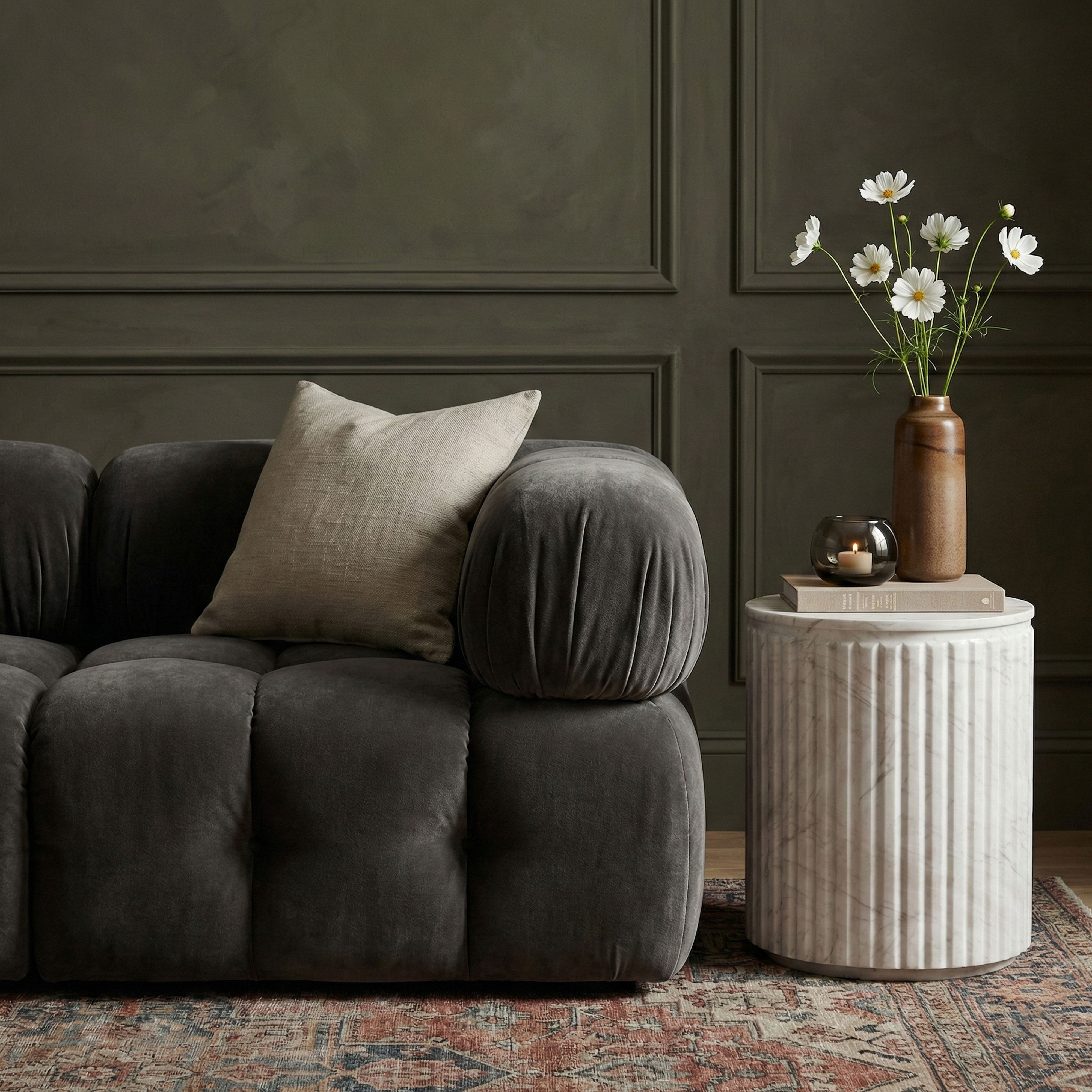 Catania - Concrete Indoor/Outdoor End Table - White